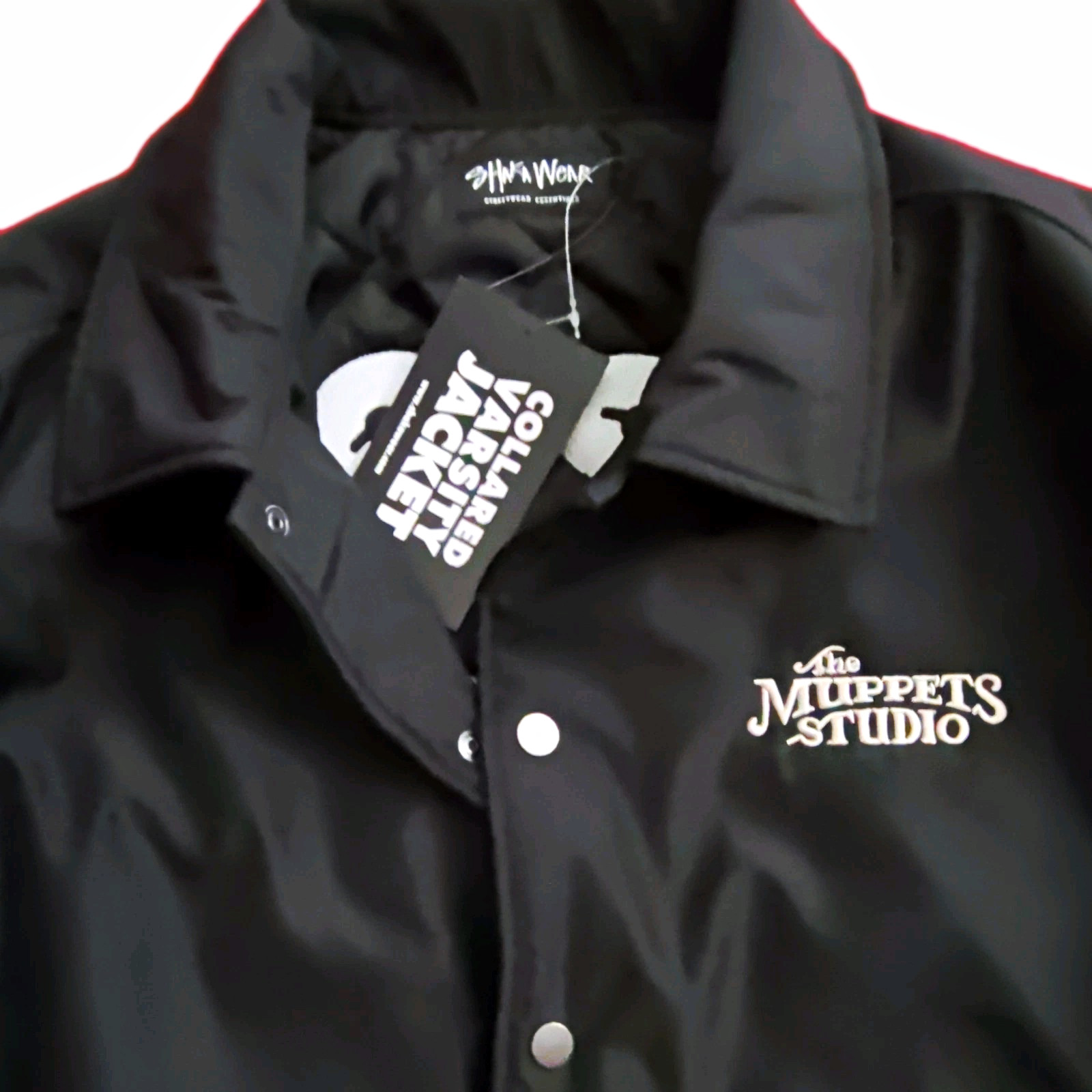 Shaka Wear The Muppets Kermit  Snap-Front Jacket Black Disney Adult Medium