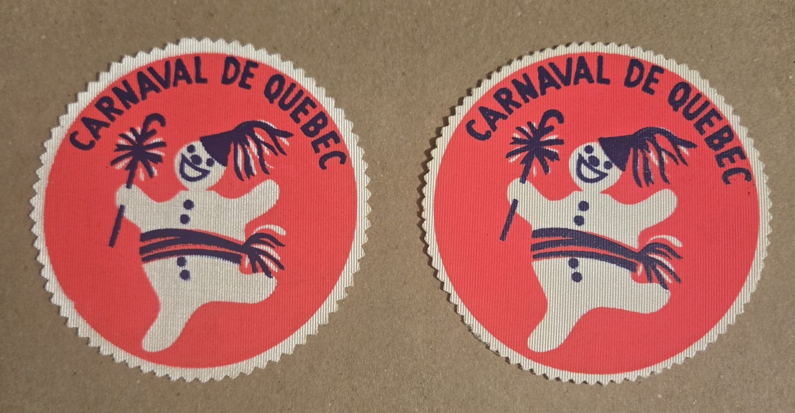 Two Vintage Unused CARNAVAL DE QUEBEC Canvas PATCH Patches A6
