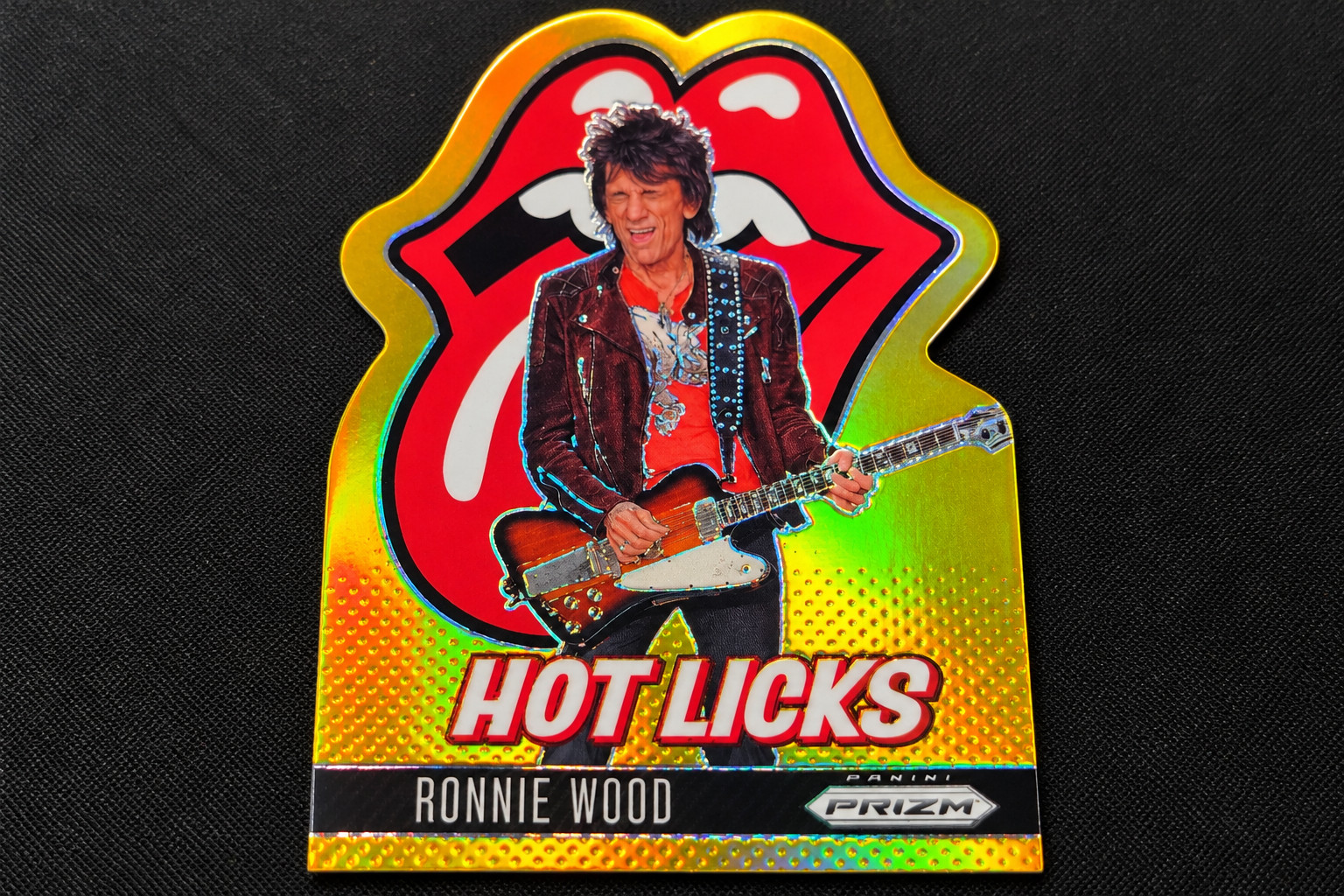 2025 Panini Prizm Rolling Stones Ronnie Wood Hot Licks Gold Die-Cut 04/10 #11