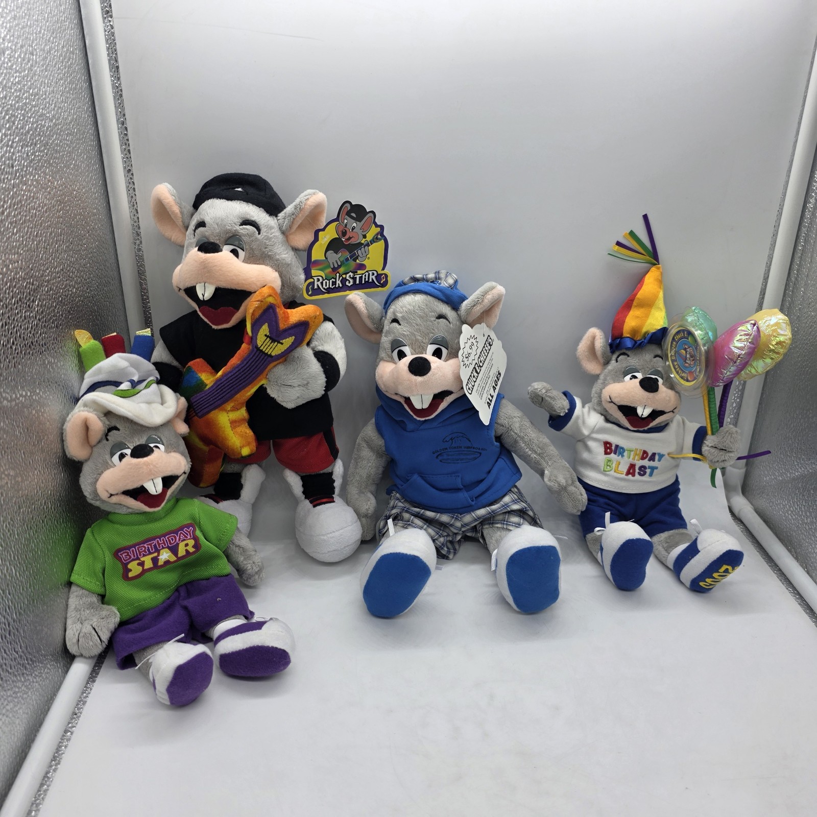 Chuck E. Cheese Plush Character Dolls Lot of 4 Chuckie 2000's Y2k Tags