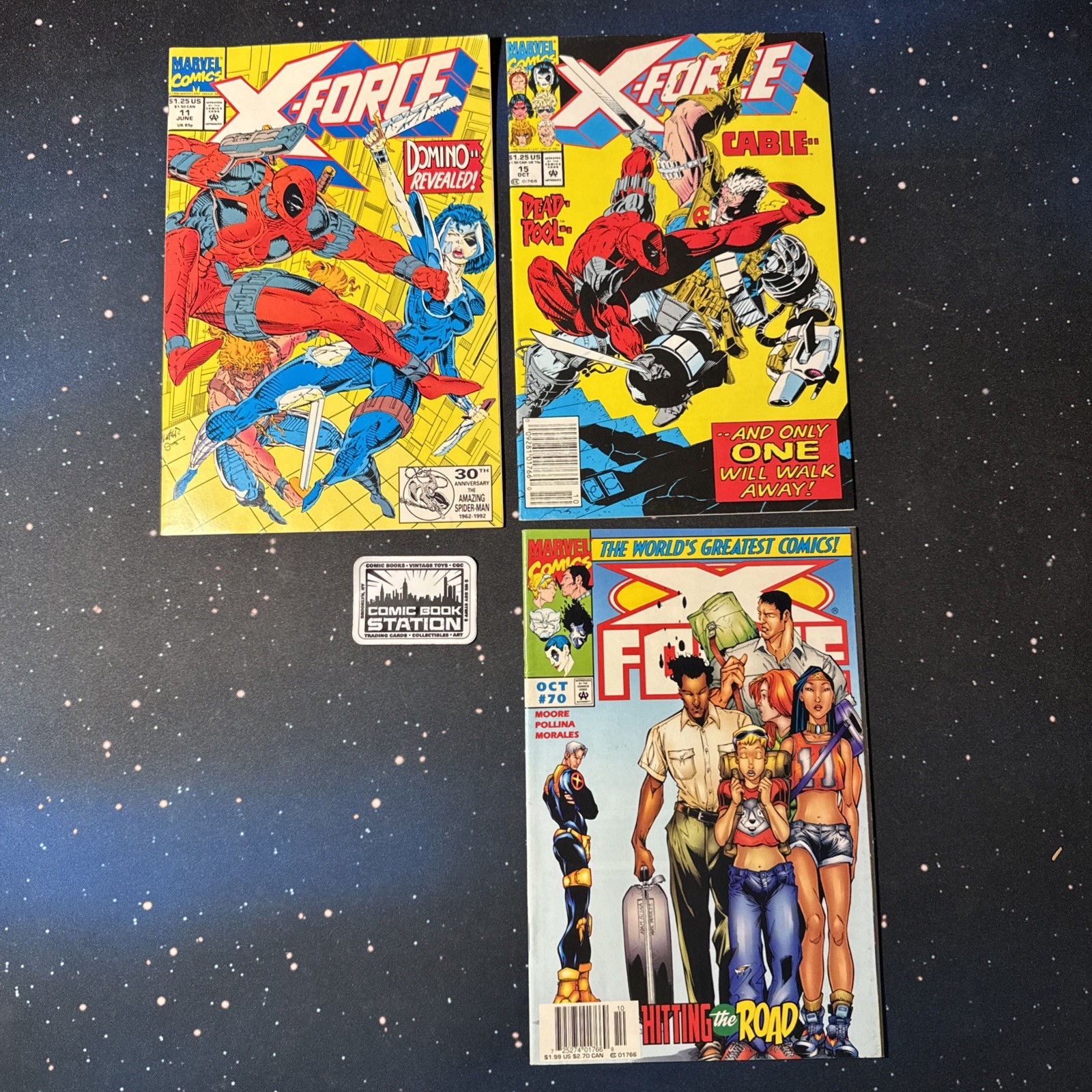X-Force #11, 15, 70 Lot 1992/1997 Marvel Newsstand Raw Deadpool 1st Domino CS