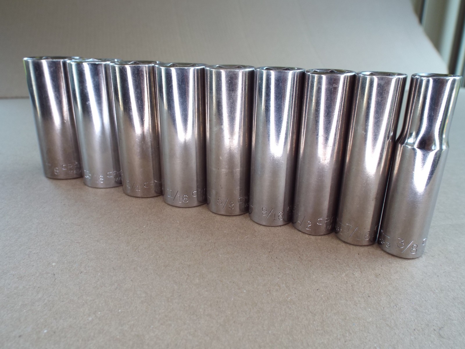 VTG 9 Pc Craftsman Deep Socket USA 3/8\