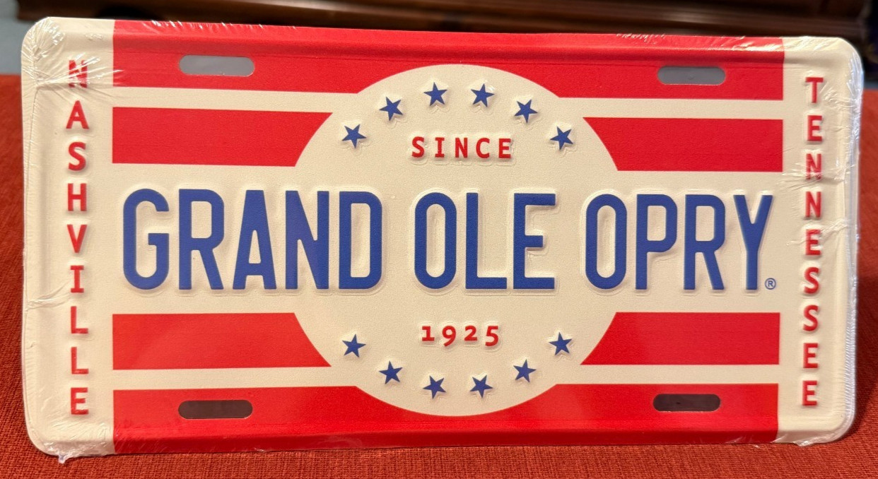 Vintage Grand Ole Opry Nashville Tennessee Booster License Plate Tag Since 1925