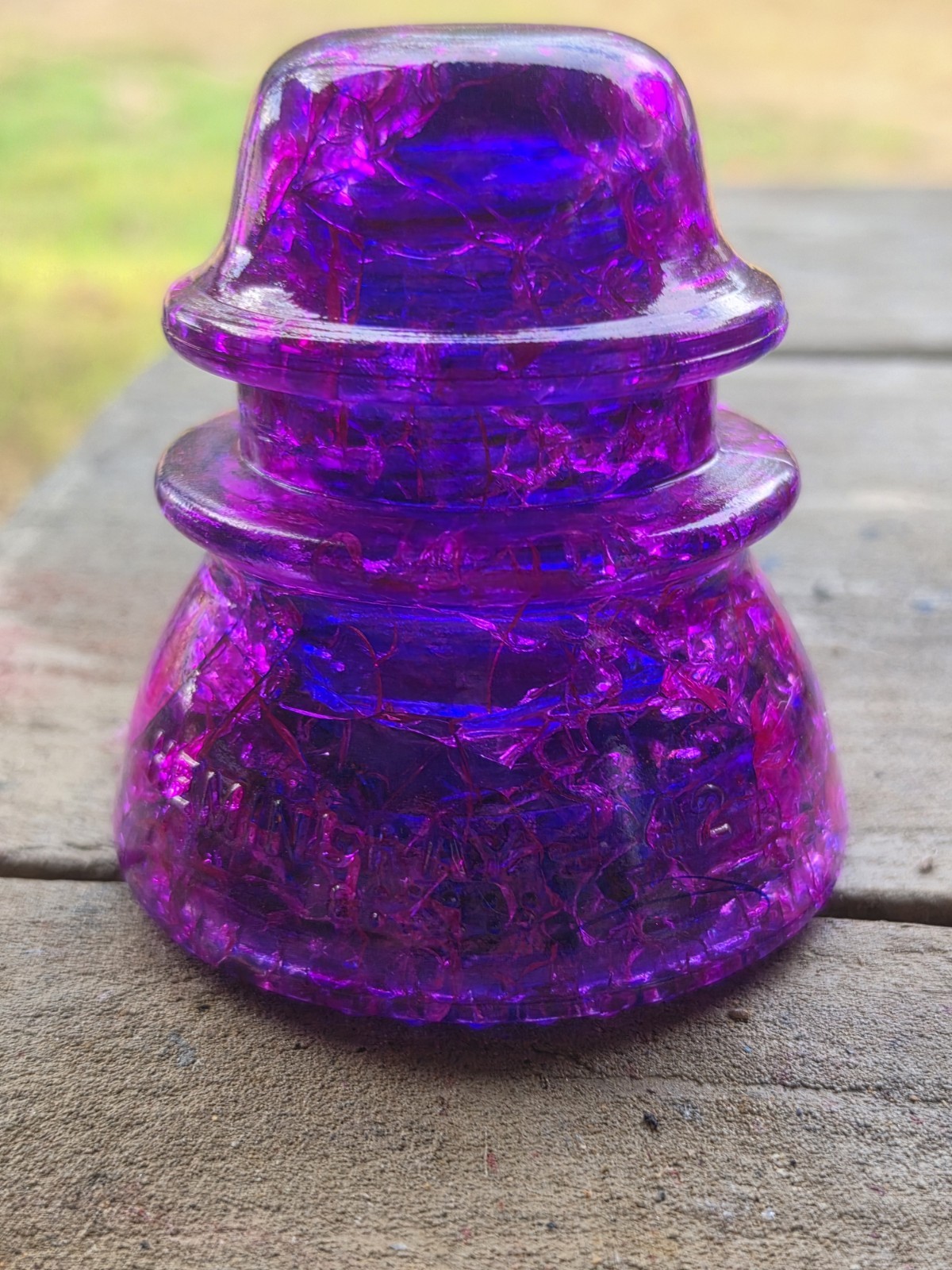 Hemingray 42 Crackle Glass Insulator Ultraviolet Pink Cobalt Custom Art