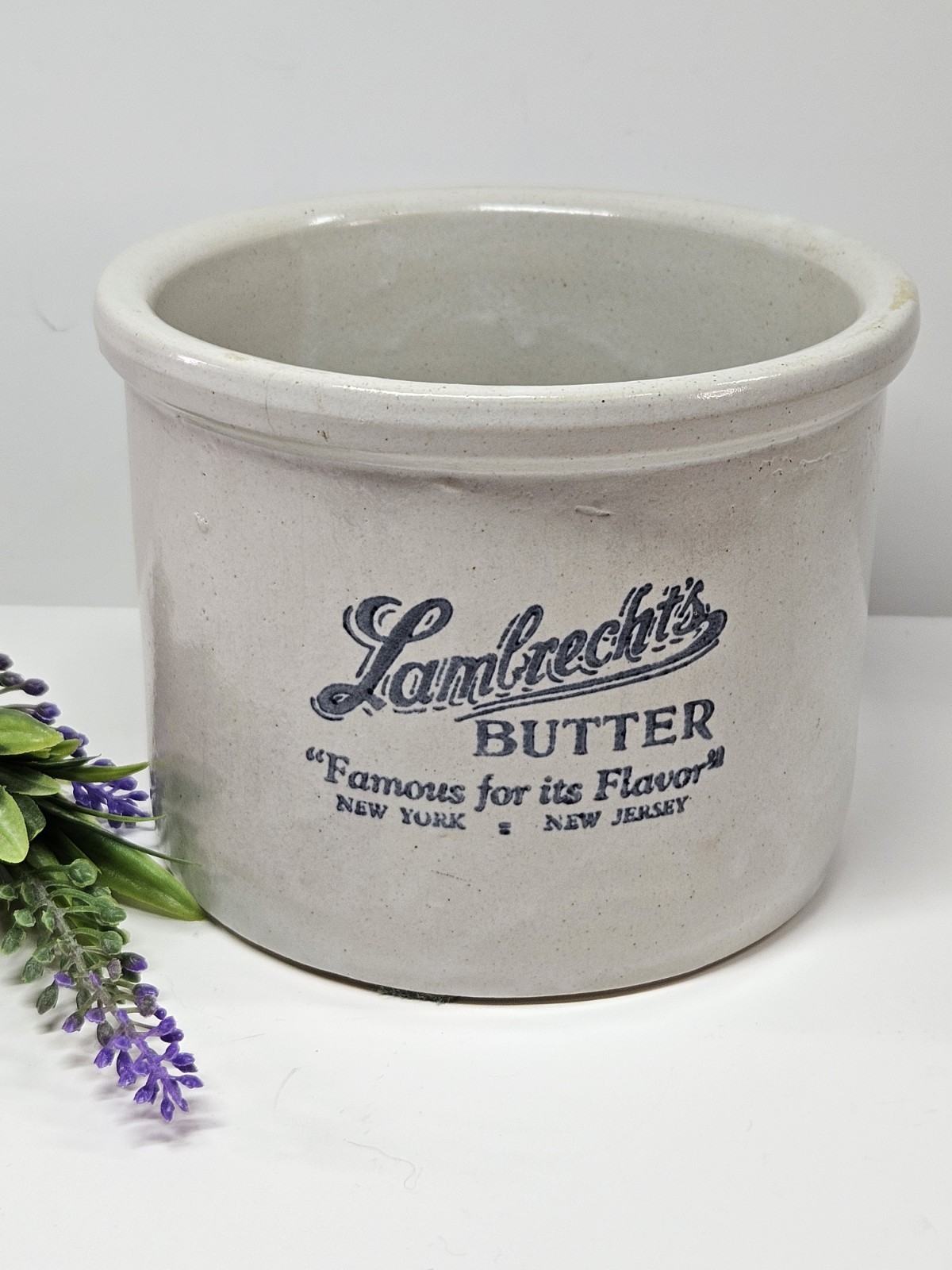 Antique Lambrecht's Butter Stoneware Crock New York New Jersey Advertising 6 Antique Lambrecht's Butter Stoneware Crock New York New Jersey Advertising 6