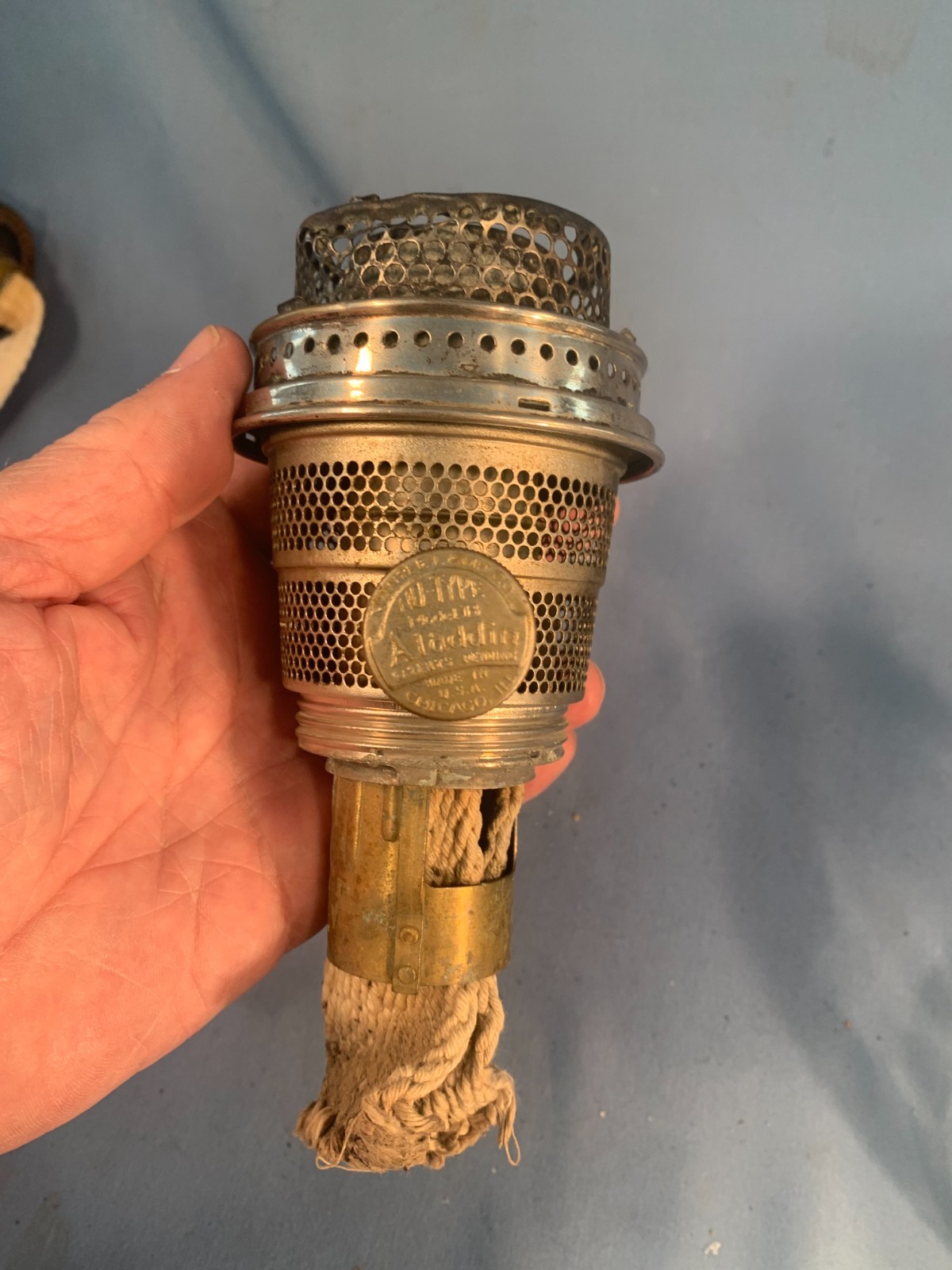 Vintage Nickel over Brass Aladdin Model B Burner \