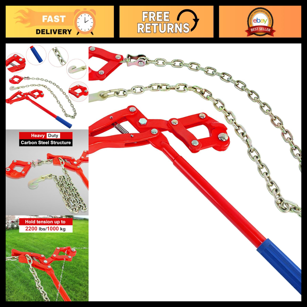 Heavy-Duty Barbed Wire Fence Stretcher Tool - 47.25\ Heavy-Duty Barbed Wire Fence Stretcher Tool - 47.25\