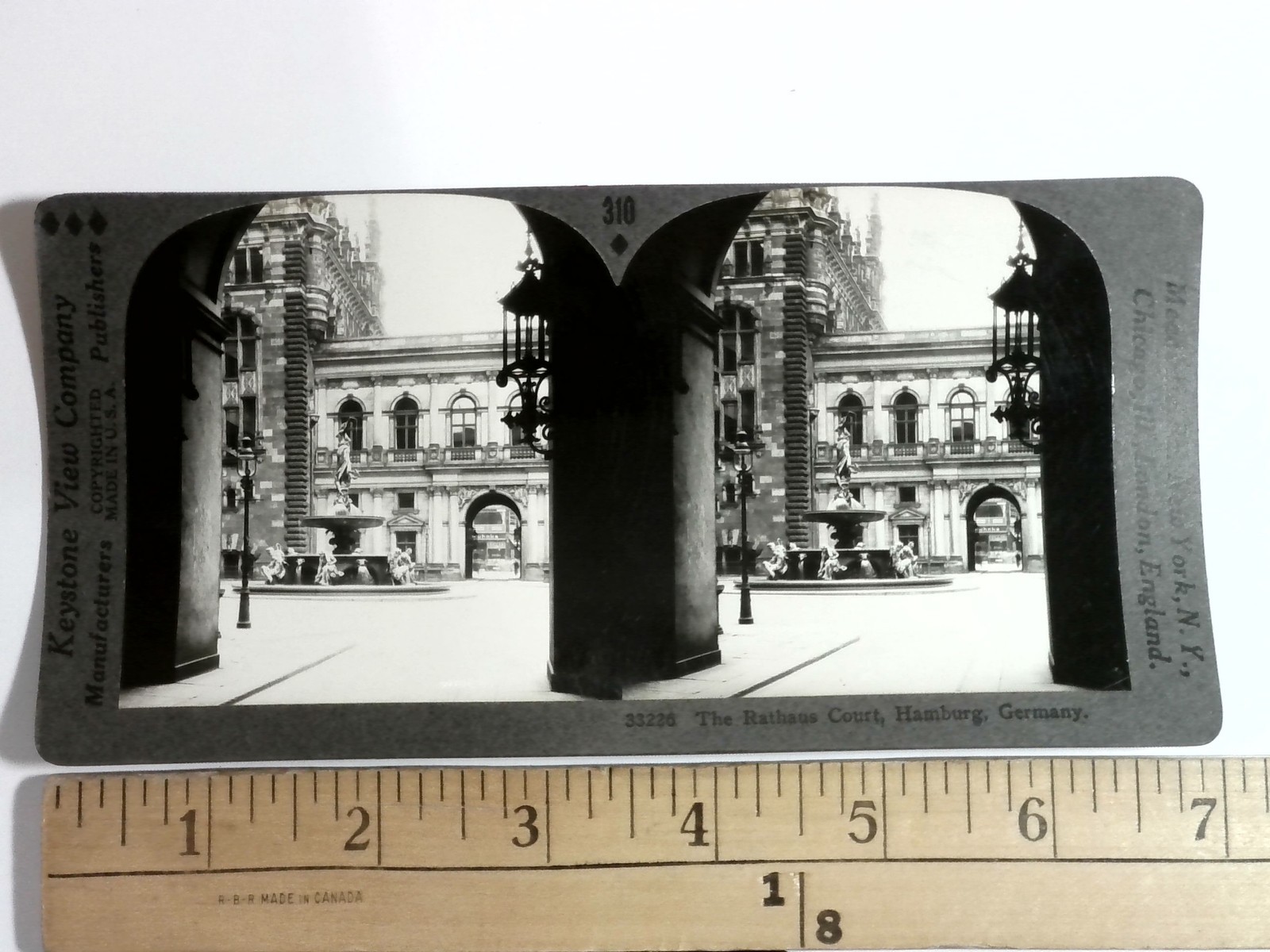 Hamburg Rathaus Court Stereoview Keystone View Co. 1900s Germany Architecture