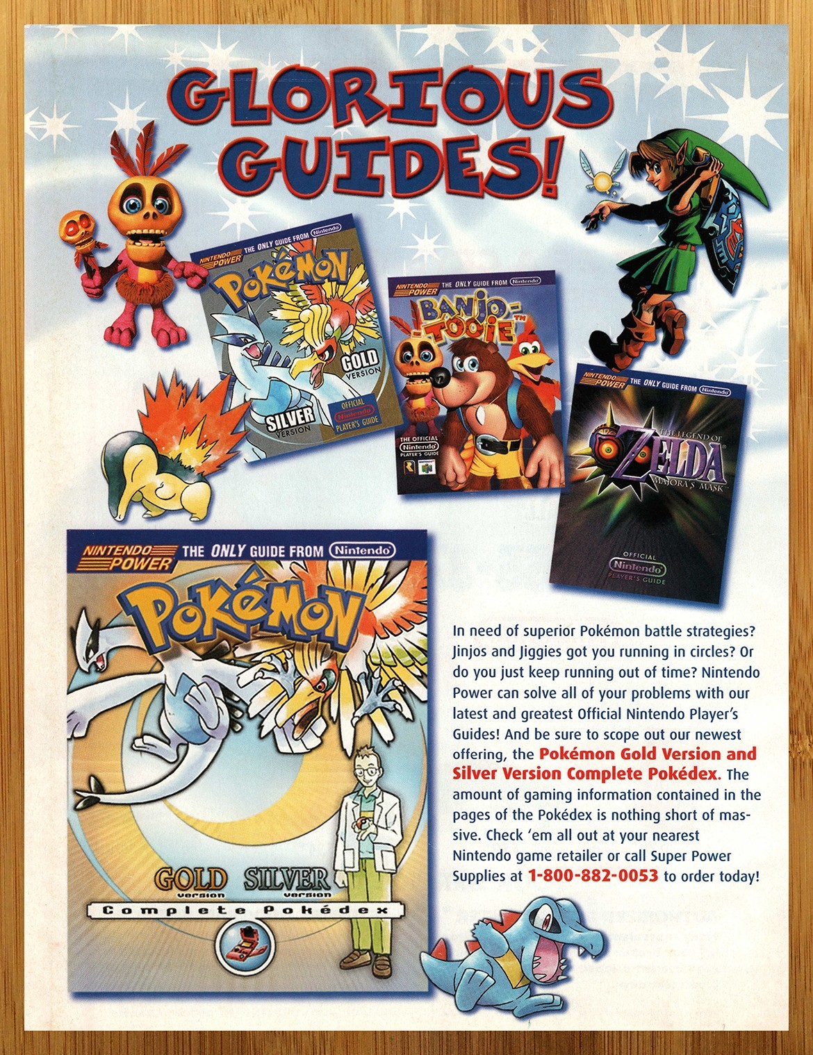 2000 Pokemon Gold Silver Zelda Banjo-Tooie Guide Vintage Print Ad/Poster Art