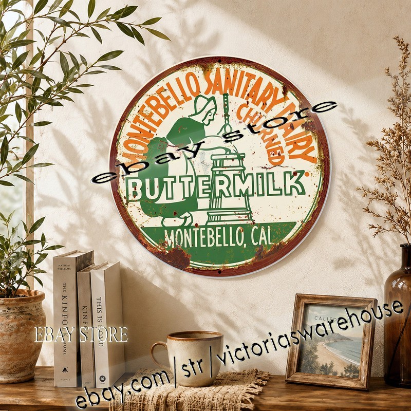 Montebello Sanitary Dairy Montebello California Buttermilk Dairy Round Sig 12in