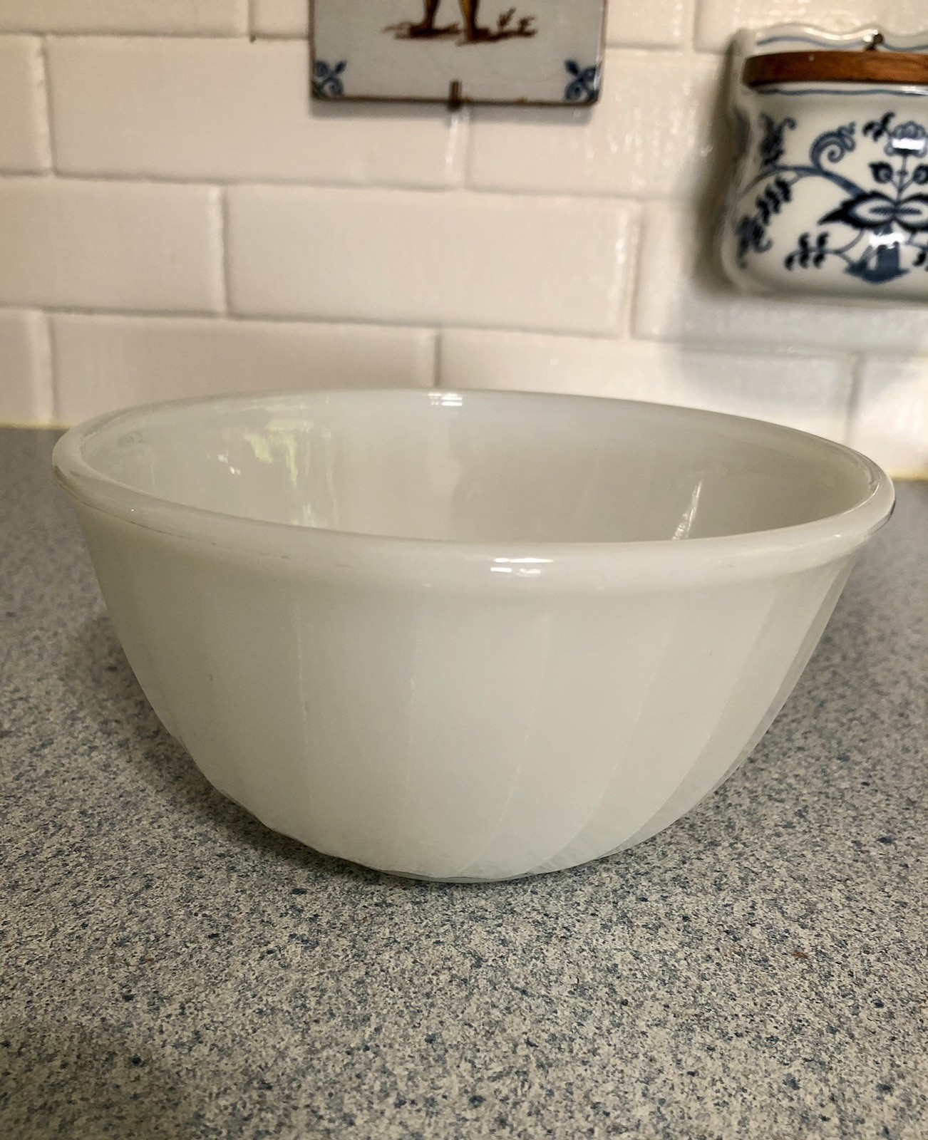 Vintage Fire King Oven Ware White Swirl 6” Mixing Bowl Minty Vintage Fire King Oven Ware White Swirl 6” Mixing Bowl Minty