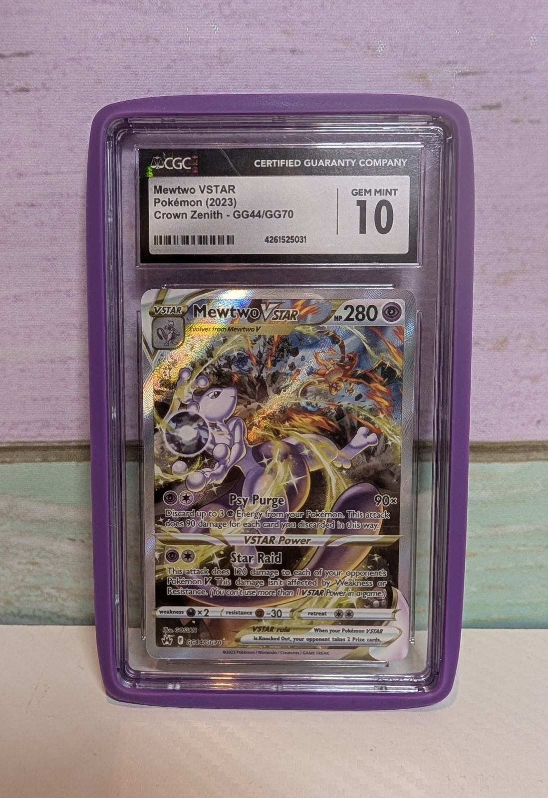 Pokémon Mewtwo VStar 2023 Crown Zenith GG44/GG70 UK CGC Gem Mint 10 PSA Graded .