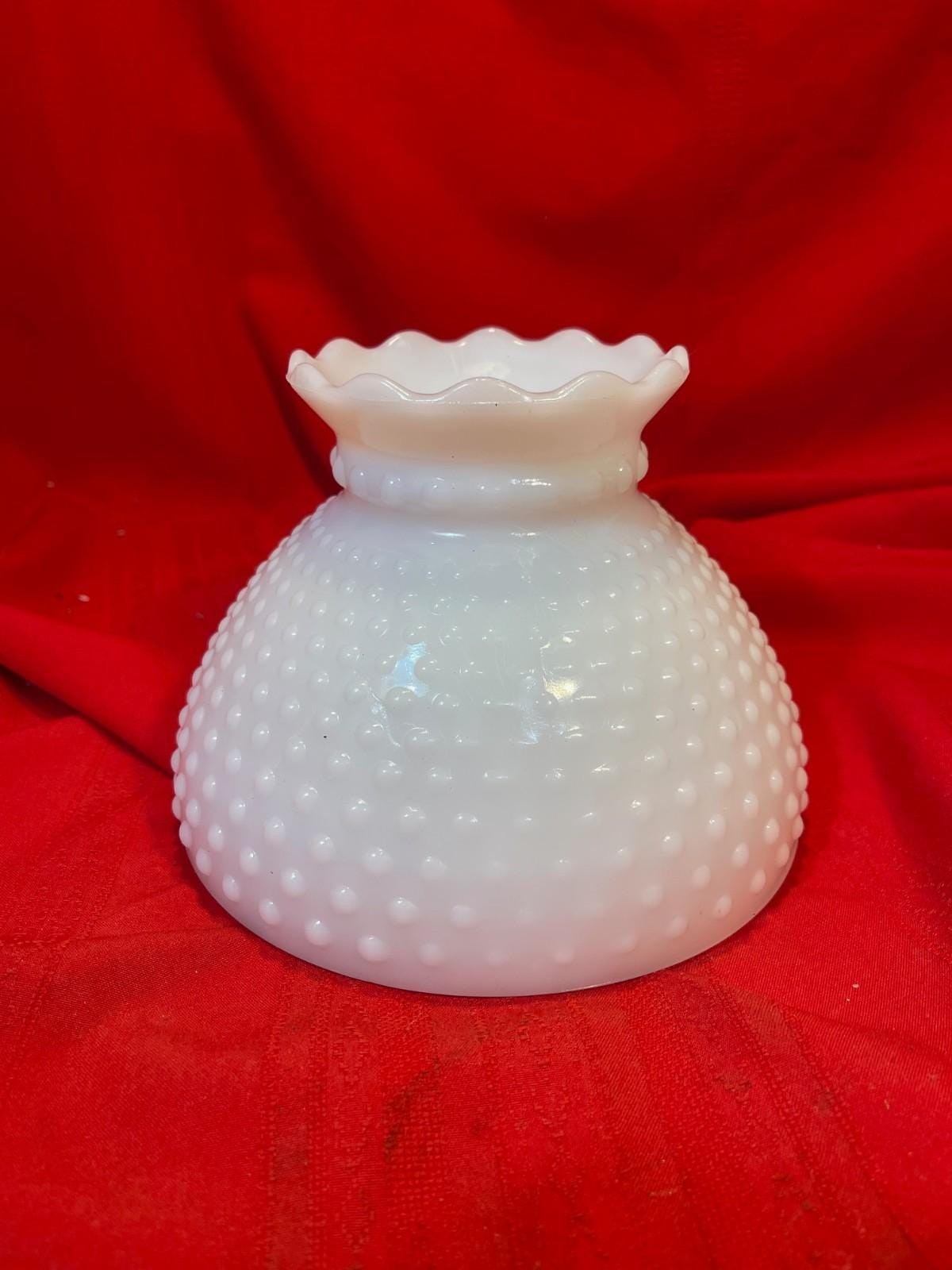 Antique White Milk Glass Hobnail Student Oil Lamp Shade 8\