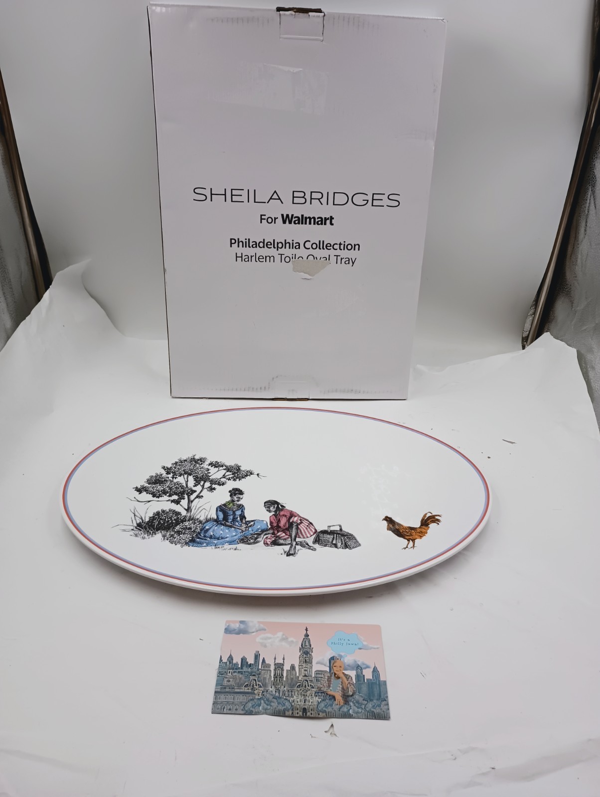 SHEILA BRIDGES FOR WALMART PHILADELPHIA COLLECTION HARLEM TOILE OVAL TRAY NEW