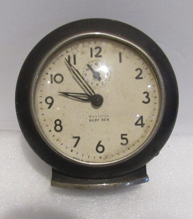 Vintage WESTLOCX  Baby Ben Alarm Desk Travel Analog Metal Clock LaSalle Ill USA