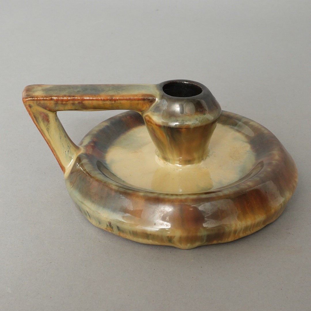 Antique Fulper Pottery Chamberstick Mission Candlestick Spot Flambe Green 1920s Antique Fulper Pottery Chamberstick Mission Candlestick Spot Flambe Green 1920s