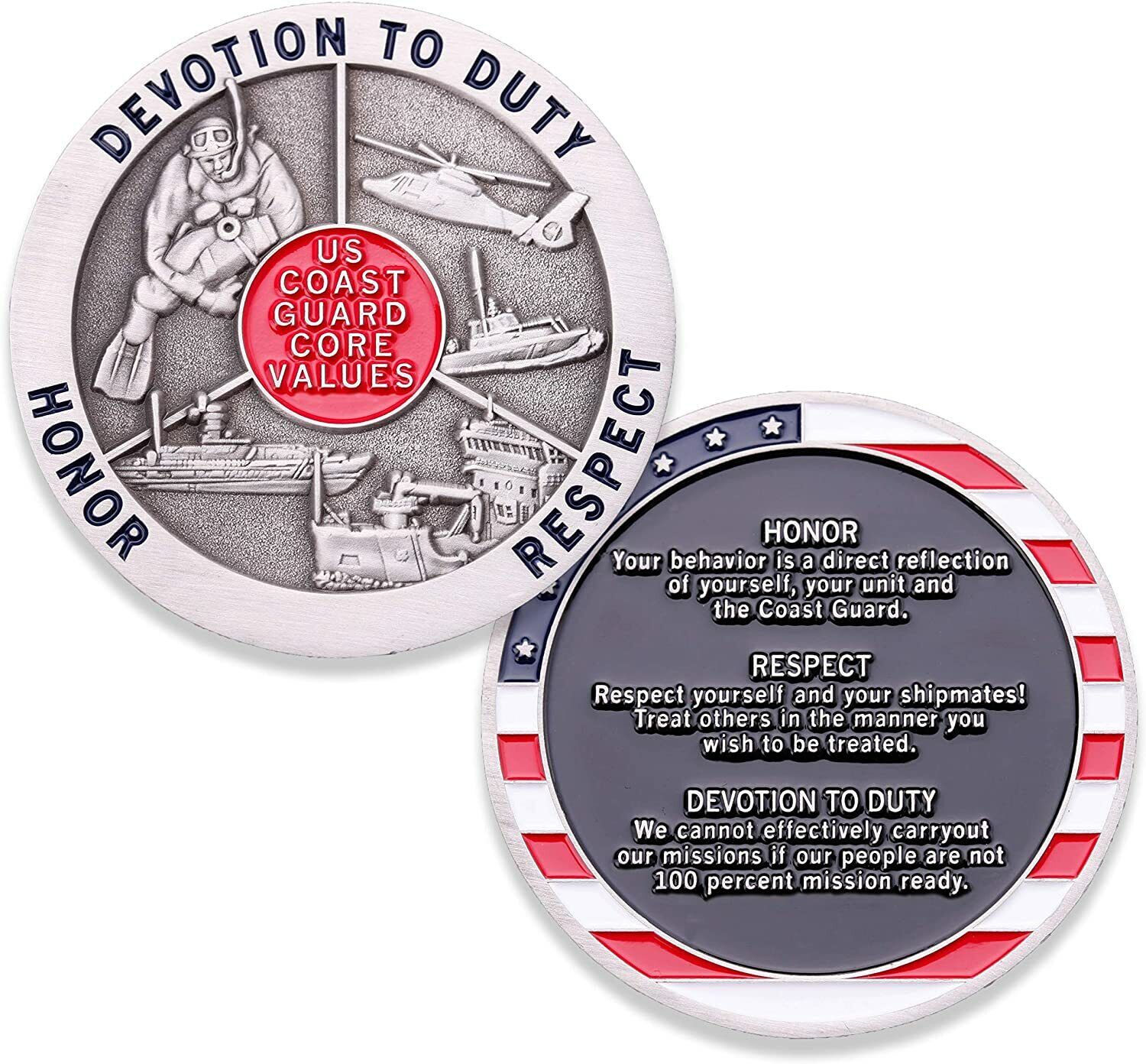 U.S. Coast Guard Core Values Challenge Coins