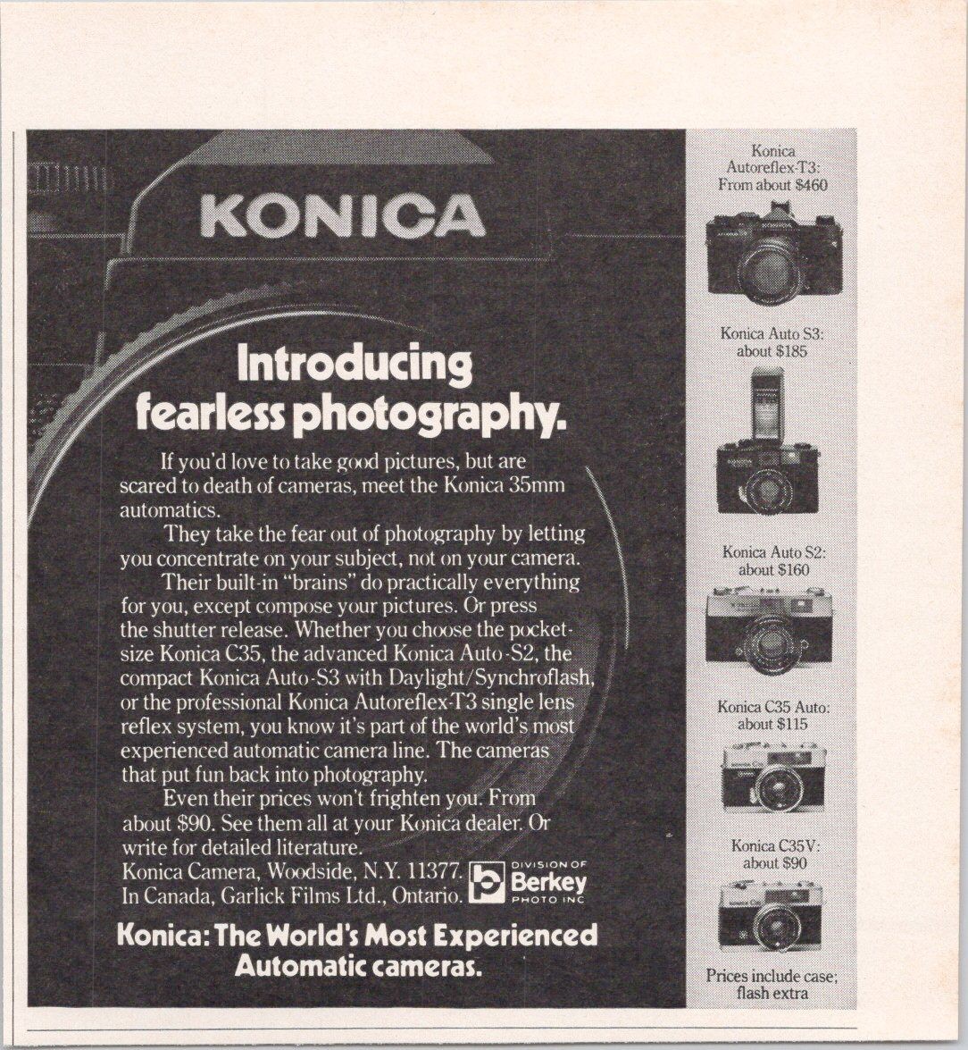 Konica Vintage Print Ad 1974 Automatic Cameras Photography Collectible Konica Vintage Print Ad 1974 Automatic Cameras Photography Collectible