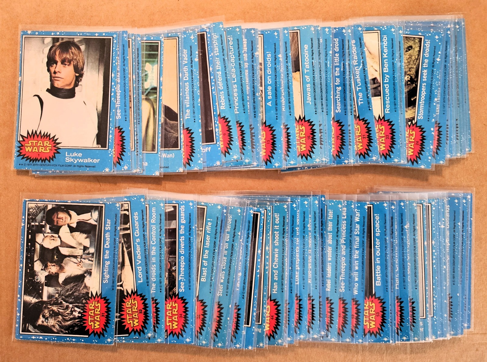 1977 Topps Star Wars Blue Series 1 Complete Set 1-66 Stickers Luke Skywalker EX+
