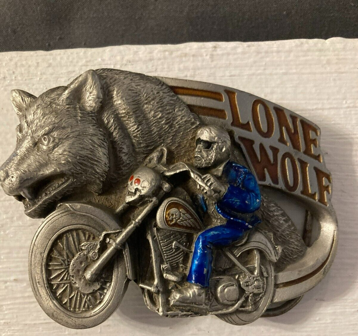 Lone Wolf Biker Motorcycle Chopper Vintage Belt Buckle