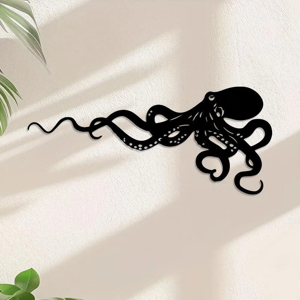 Vintage Octopus Metal Wall Art, Iron Tentacle Sculpture, Nautical Marine