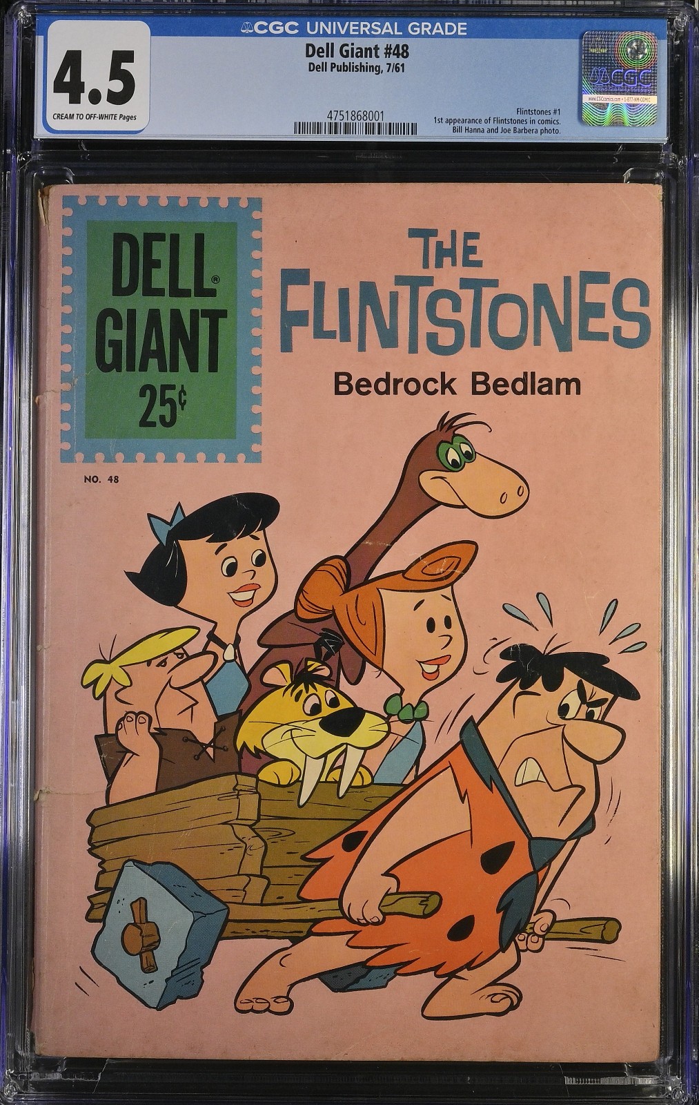 DELL GIANT #48 - CGC 4.5 - (1961 Gold Key, 1st comic app of Flintstones)