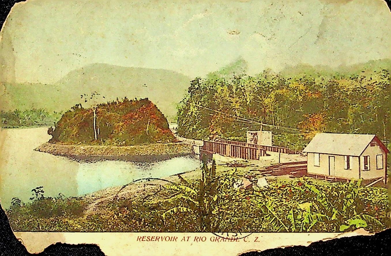 Panama Canal Zone Rio Grande Reservoir Balboa Stamp Vtg Postcard K18