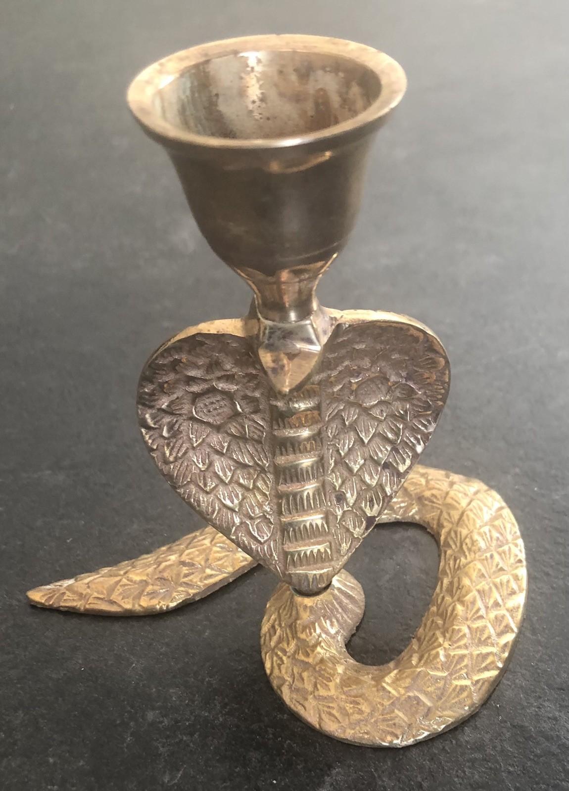 Vintage Brass Snake Cobra Candlestick Holder