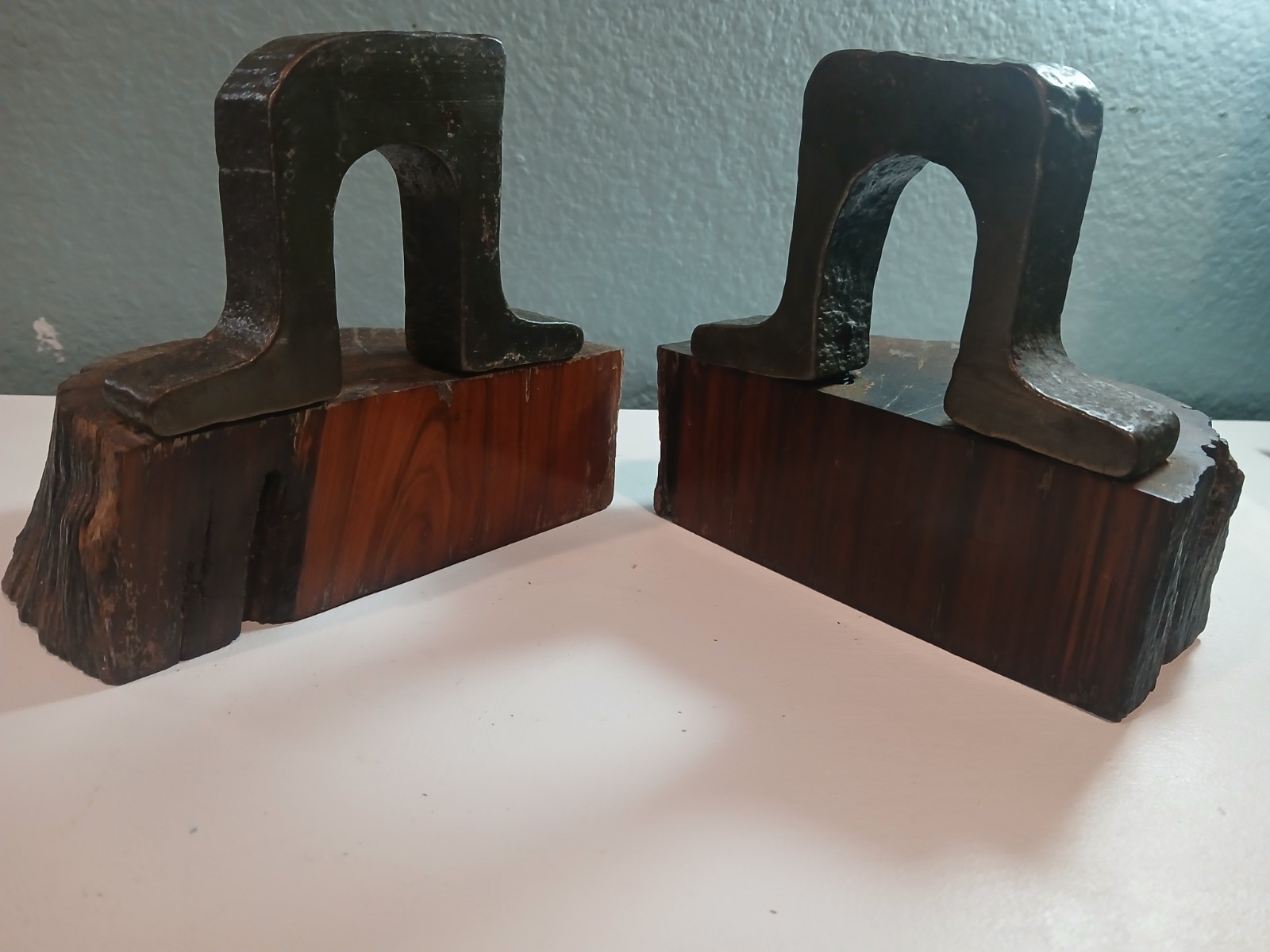 Vintage Panama Railroad Bookends 1853 1869 Authentic Track Rail Lignum Vitae Tie