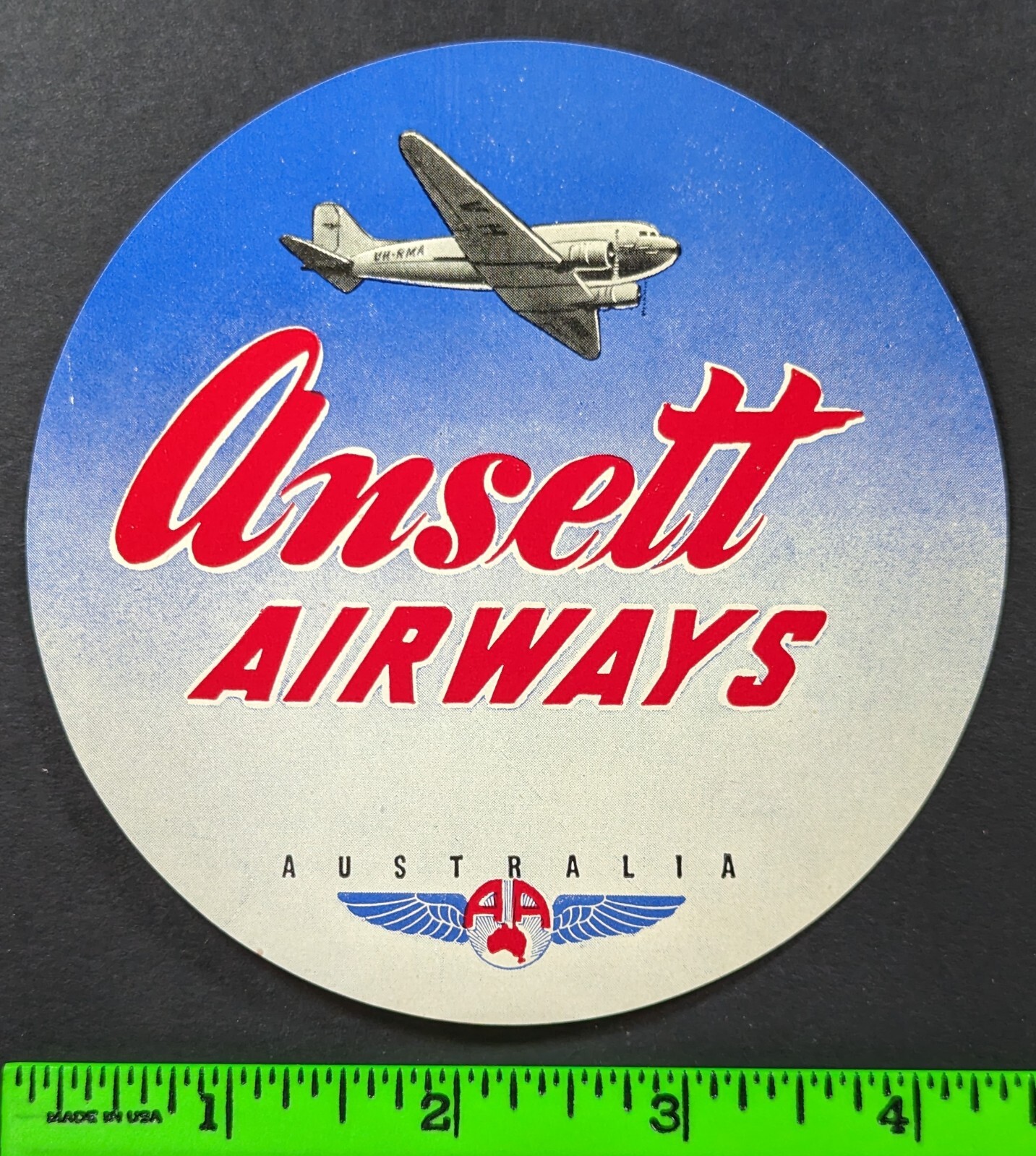 Vintage Ansett Airways Australia Airplane Luggage Label Vintage Ansett Airways Australia Airplane Luggage Label