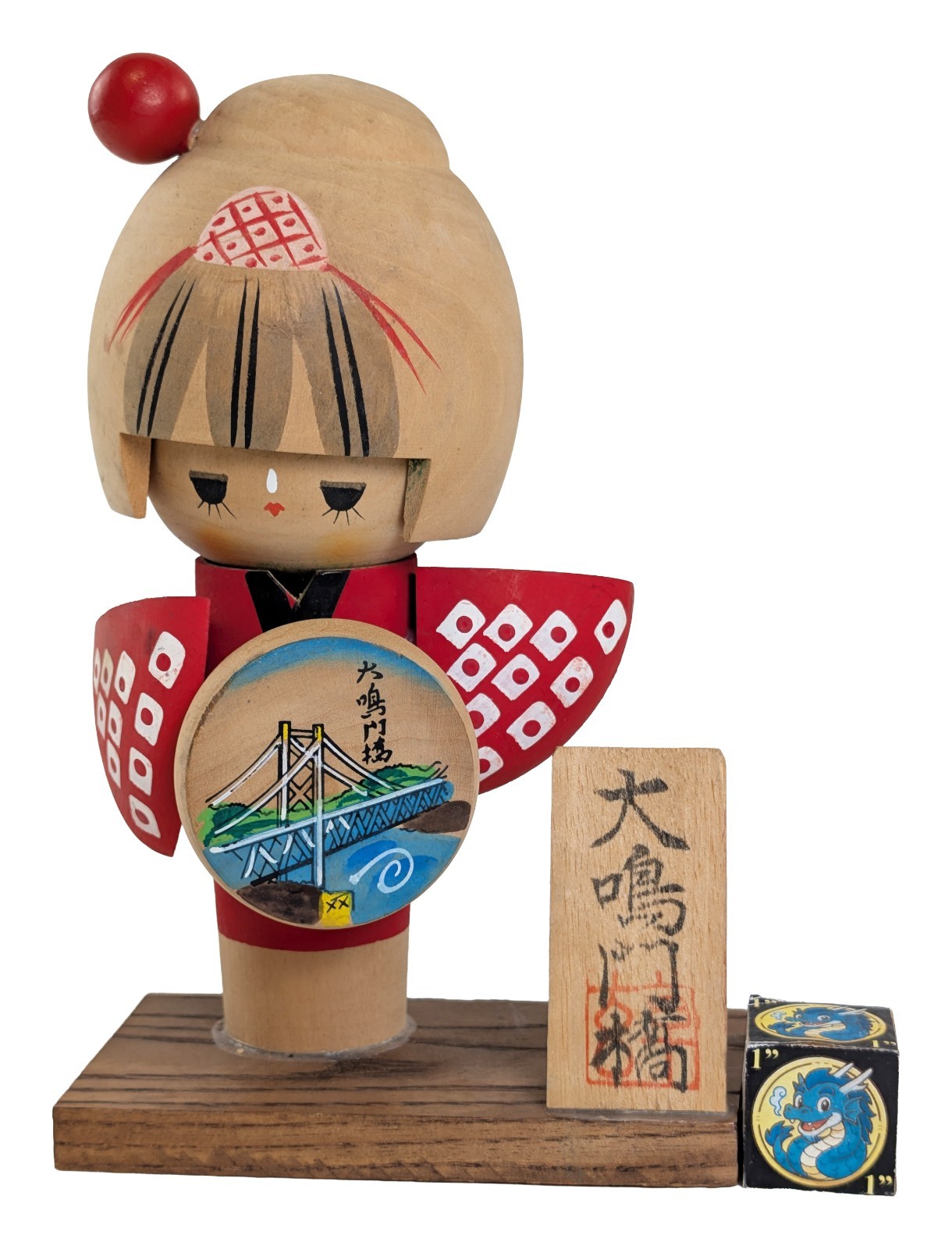 Vintage Creative Kokeshi Doll Girl in Red Kimono from Sogen Department 7.5
