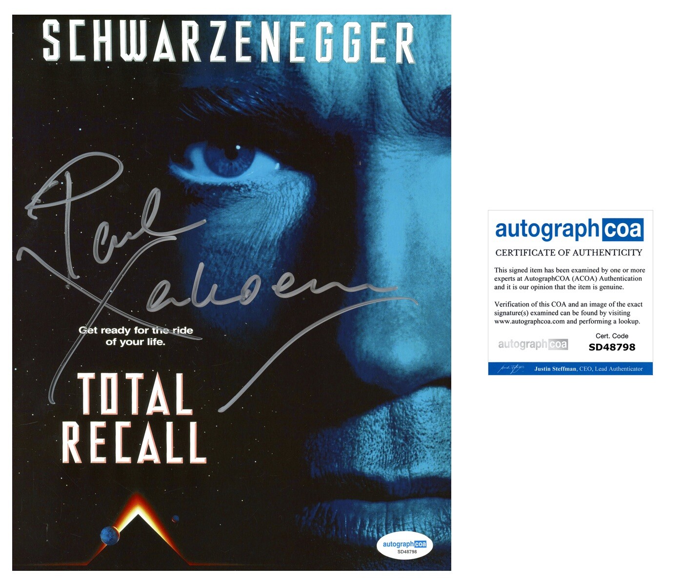 PAUL VERHOEVEN SIGNED TOTAL RECALL ROBOCOP ACTOR 8x10 PHOTO - ACOA COA