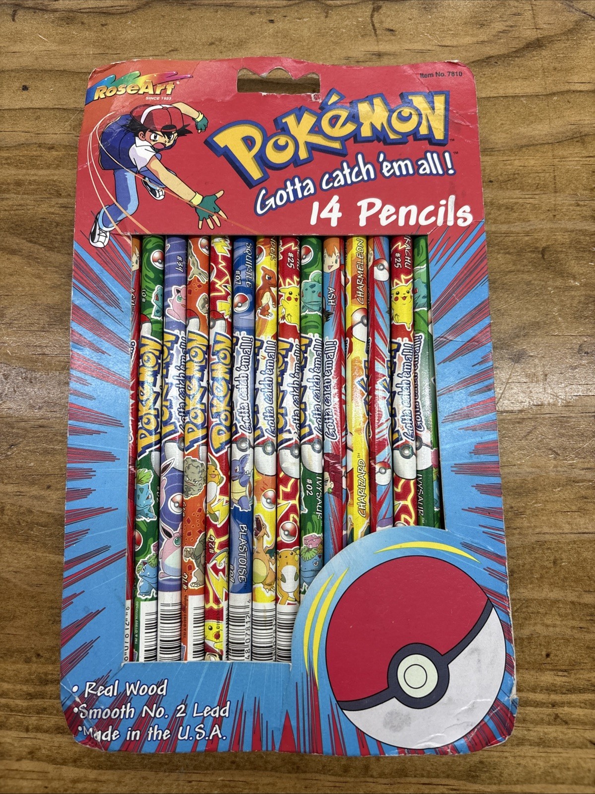 Pokemon 14 Pencil Pack Real Wood 1996 Rose art Sealed Rare