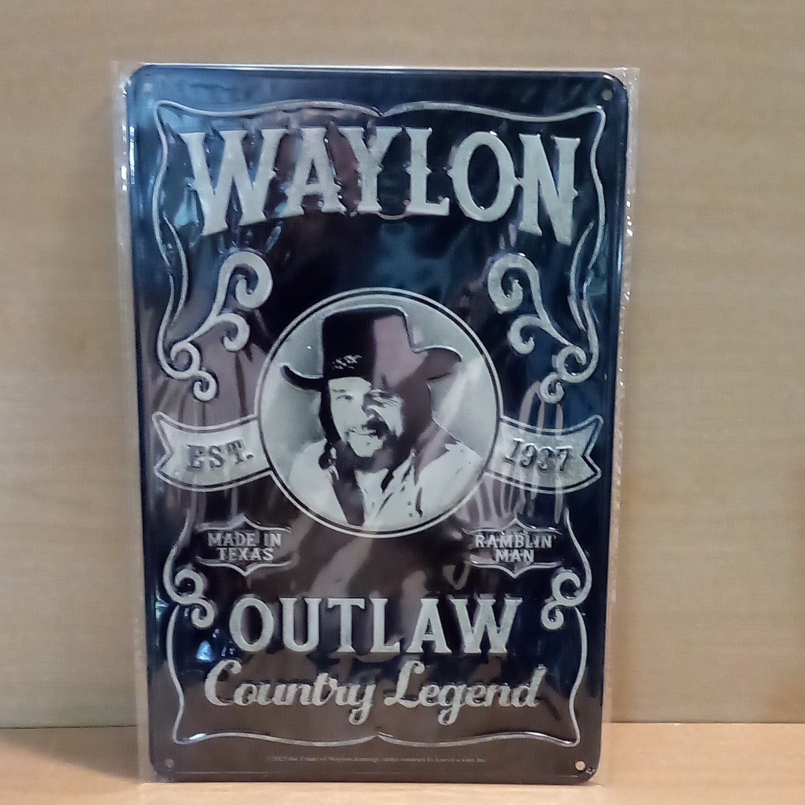 8 X12 Waylon Jennings Outlaw Country Legend Metal Sign Man Cave