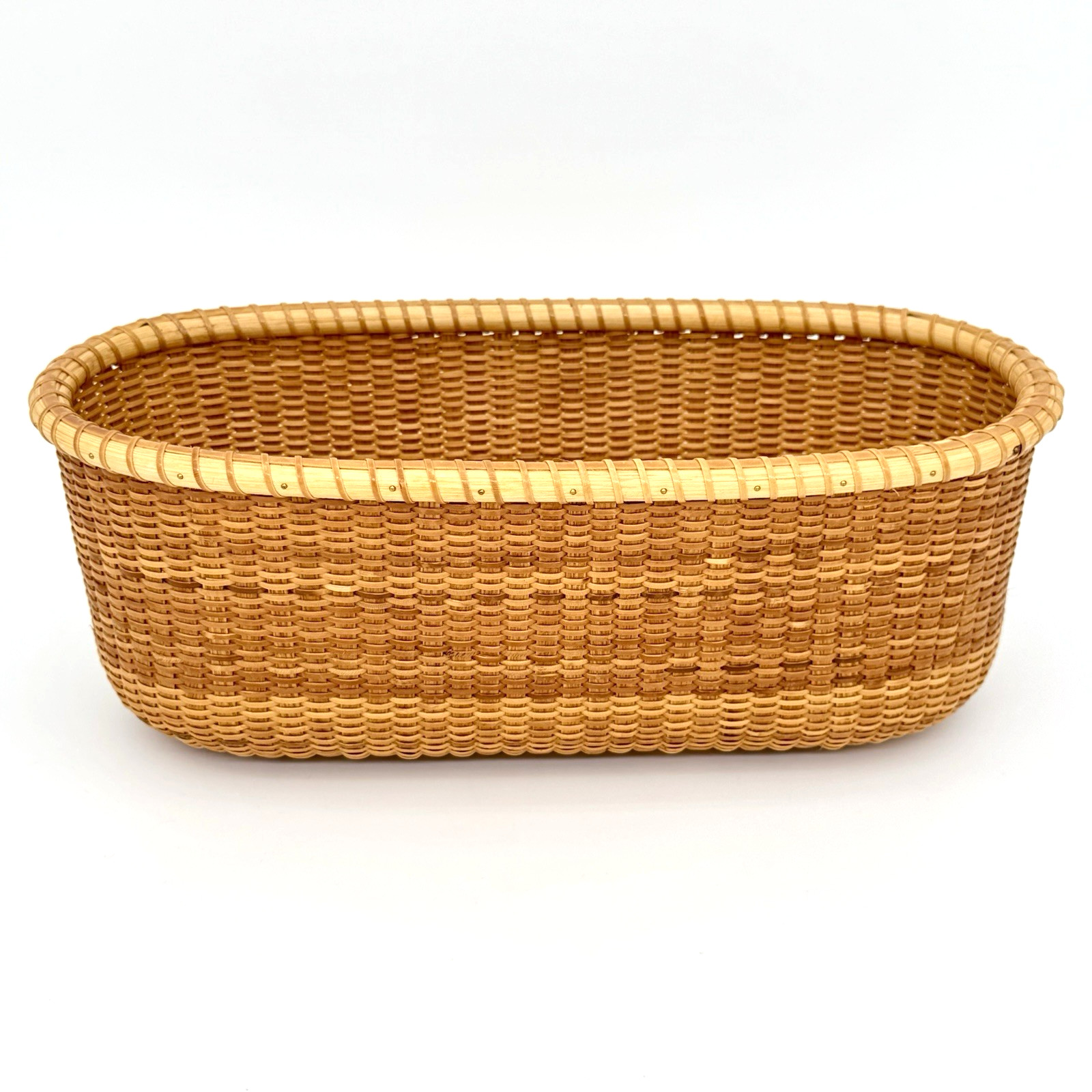 VTG L & G Wieskamp Oval Wood Bottom Woven Bread Basket 1997 Nantucket Signed USA VTG L & G Wieskamp Oval Wood Bottom Woven Bread Basket 1997 Nantucket Signed USA