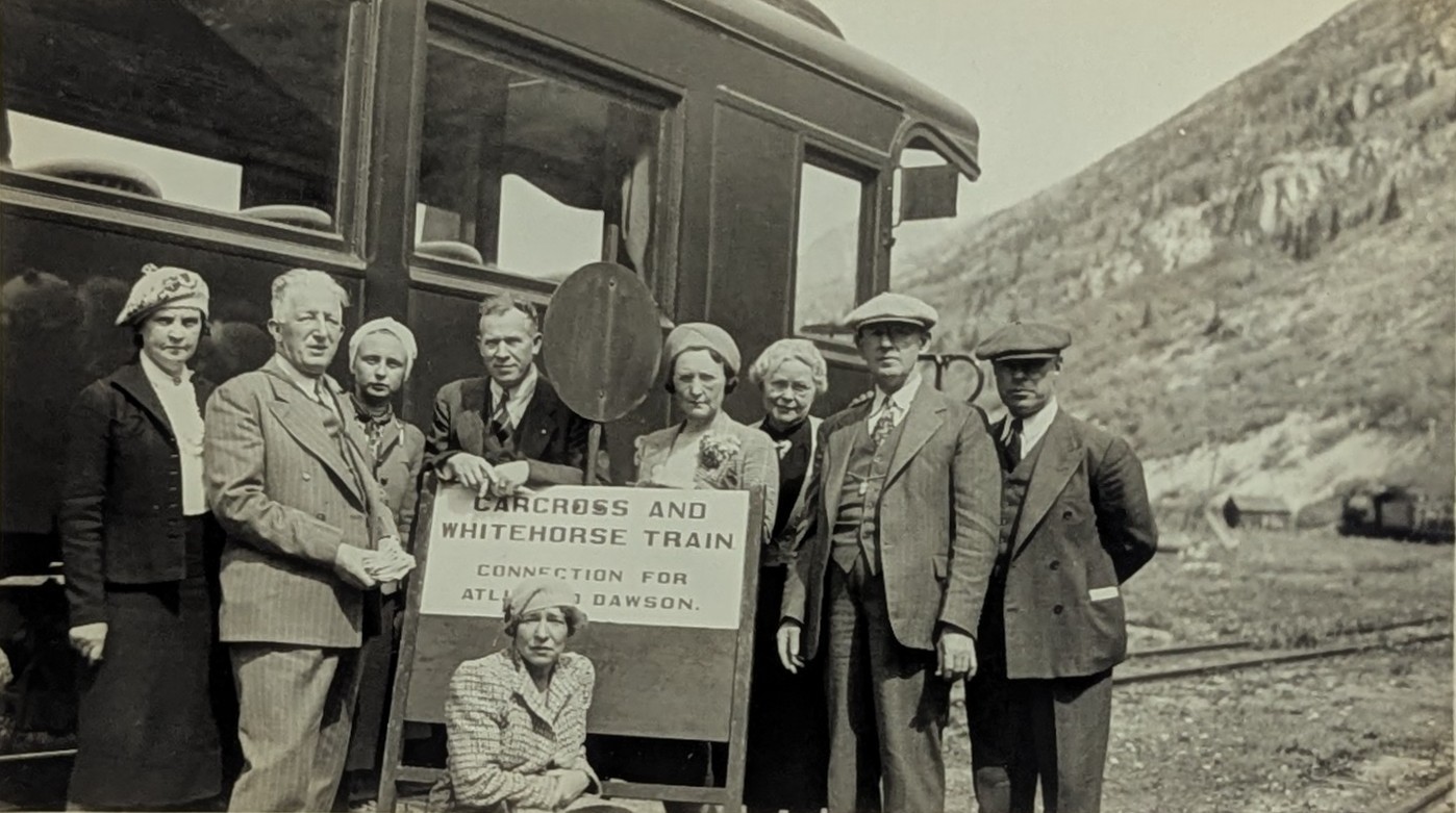 ​​​​​​Vtg Yukon Train Photo Carcross Whitehorse Dawson Atlin Sign White Pass RR