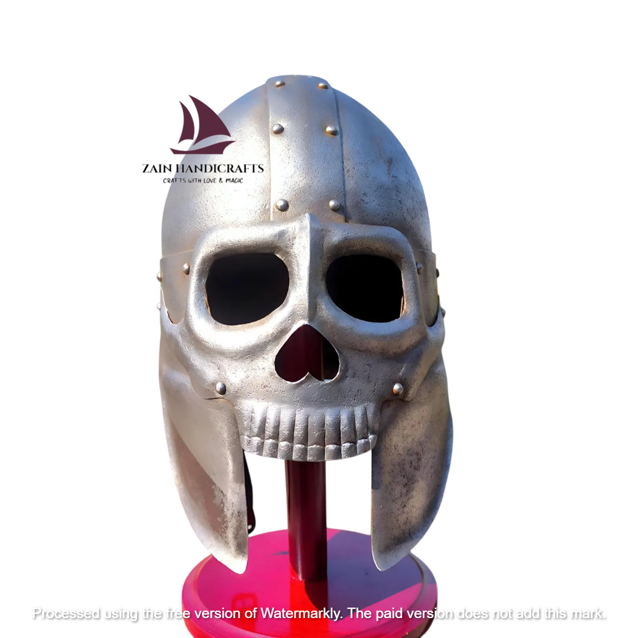 ZAIN Handmade Medieval Warrior Cosplay LARP Steel Skull Viking Helmet Valentine