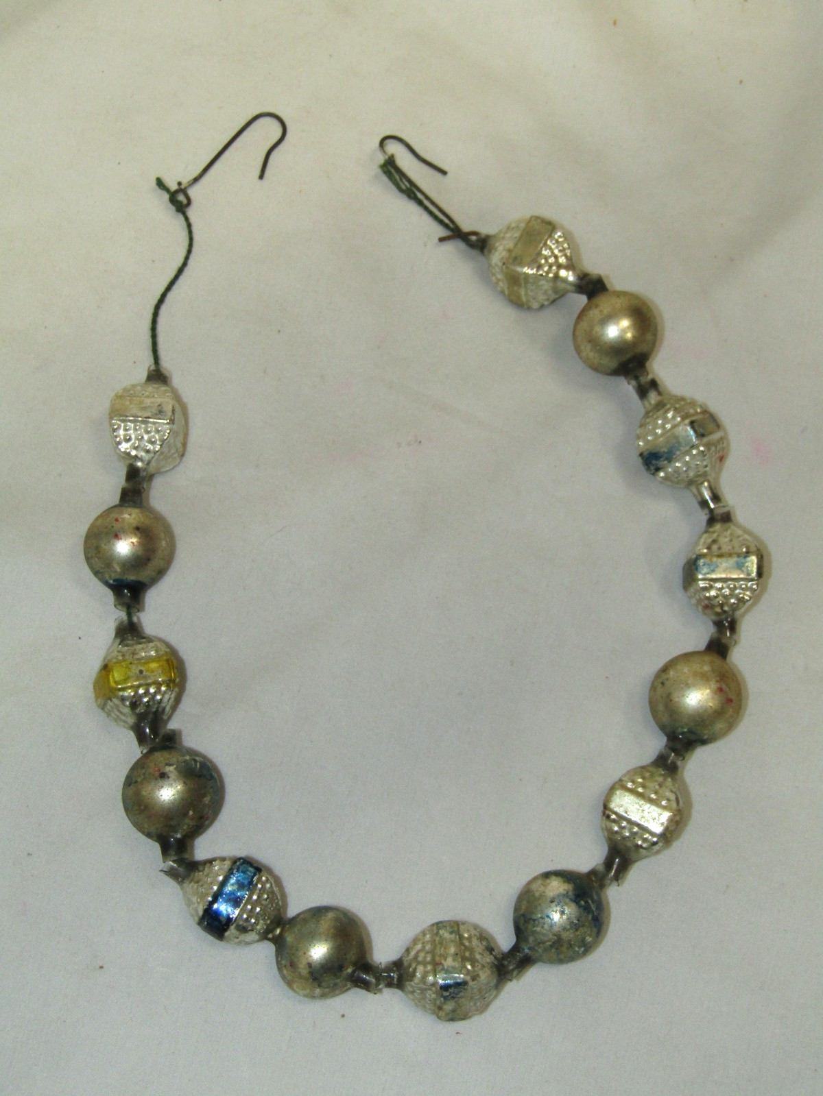 Japan Glass Bumpy Square Bead Chain Vintage Garland Christmas Ornament 1950's Japan Glass Bumpy Square Bead Chain Vintage Garland Christmas Ornament 1950's