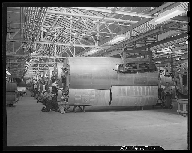 Photo:Detroit Michigan 1942 De Soto bomber plant B-26 bomber assembly line