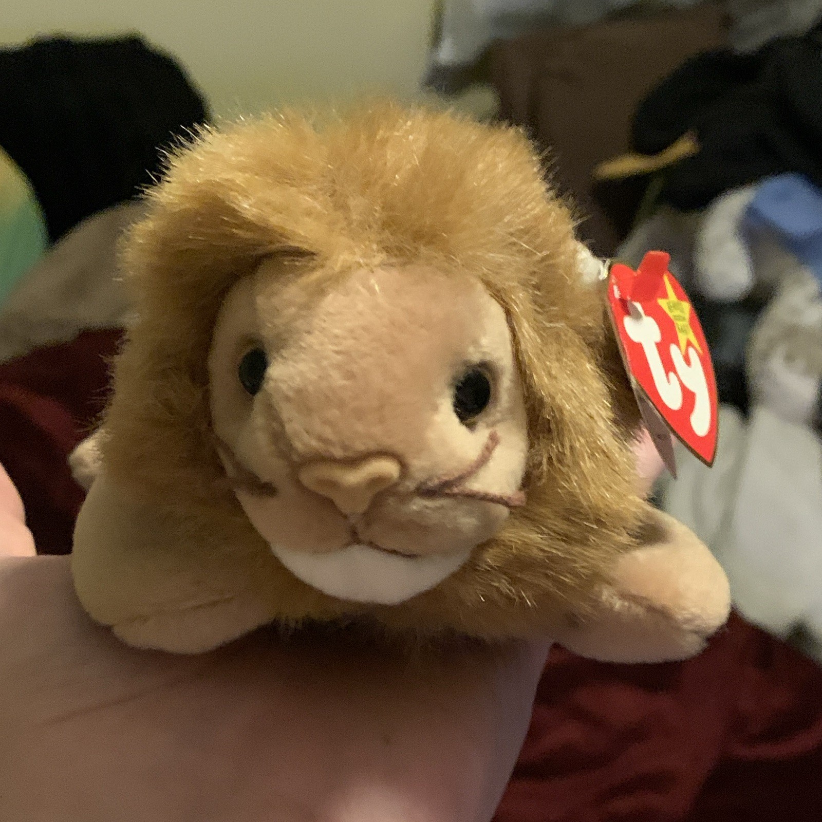 Rare TY beanie baby roary the lion 1996 with deformity’s and P.E. Pellets