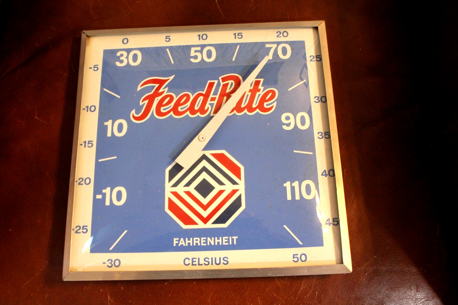 Rare Square Pam Clock Feed-Rite Thermometer Glass Face NICE