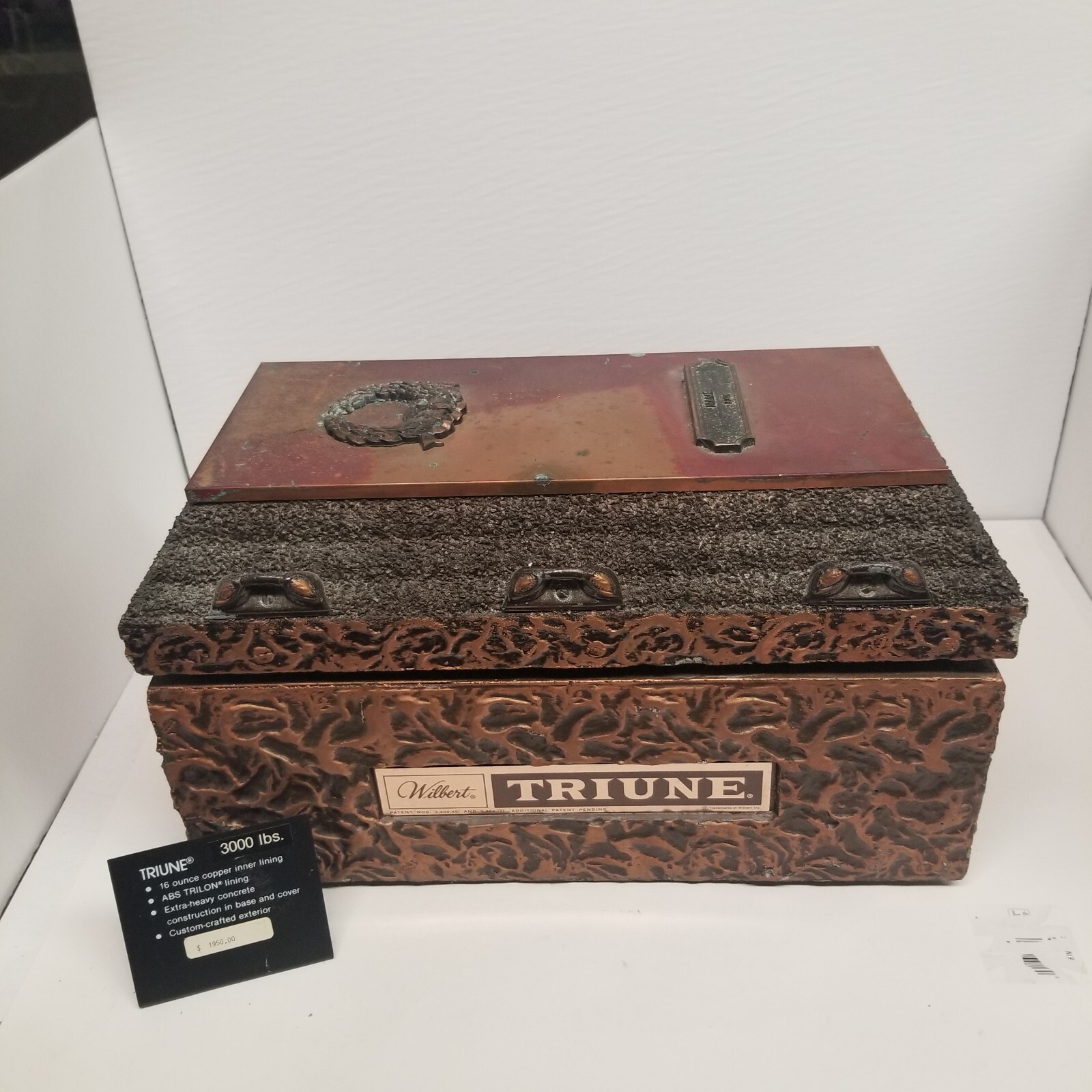 Vintage Wilbert Triune Concrete Burial Casket Vault Salesman Sample Display Vintage Wilbert Triune Concrete Burial Casket Vault Salesman Sample Display