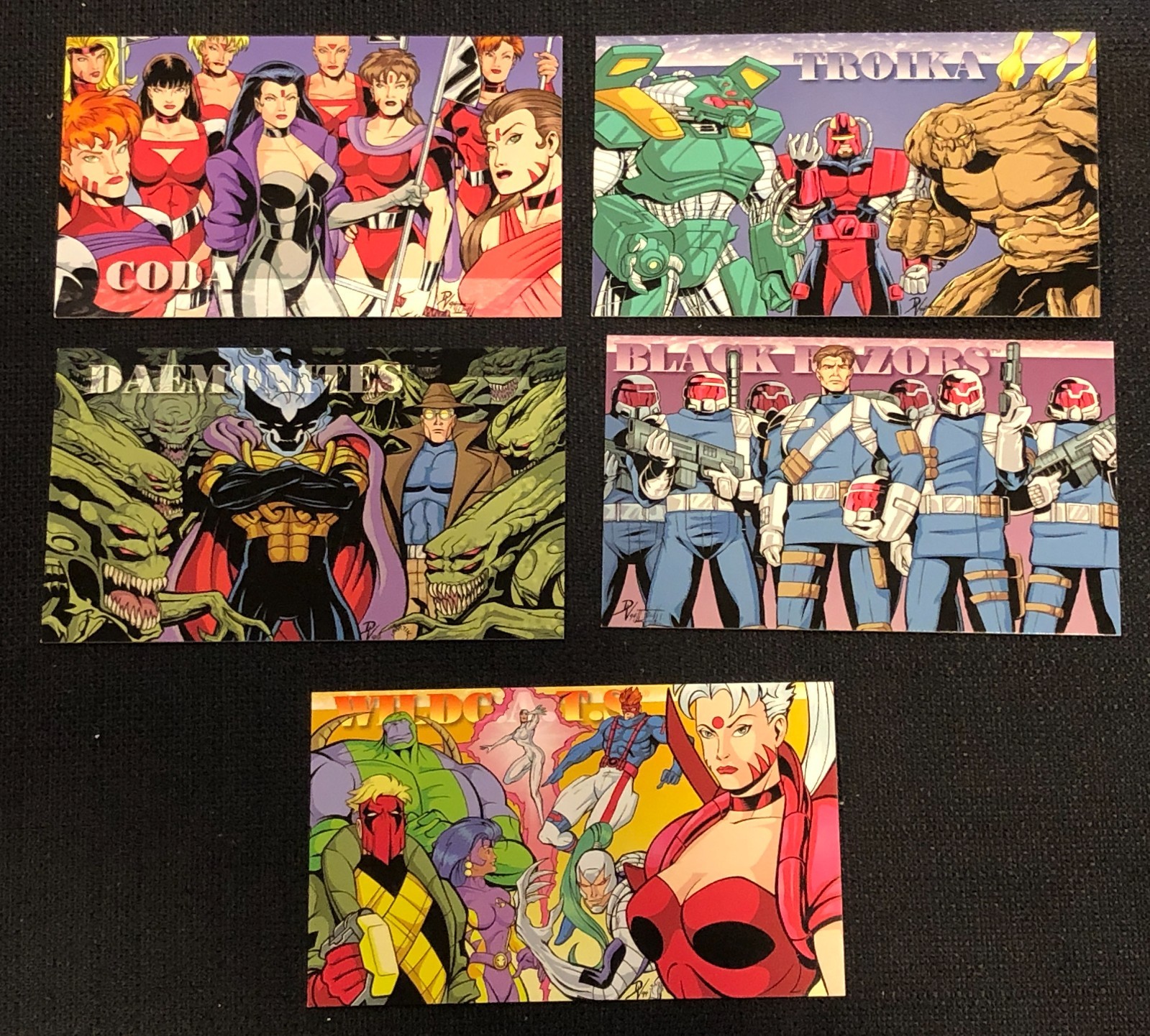 WildCats 1995 Wildstorm Box Topper Promotional Trading Card Set OS-1 to OS-5