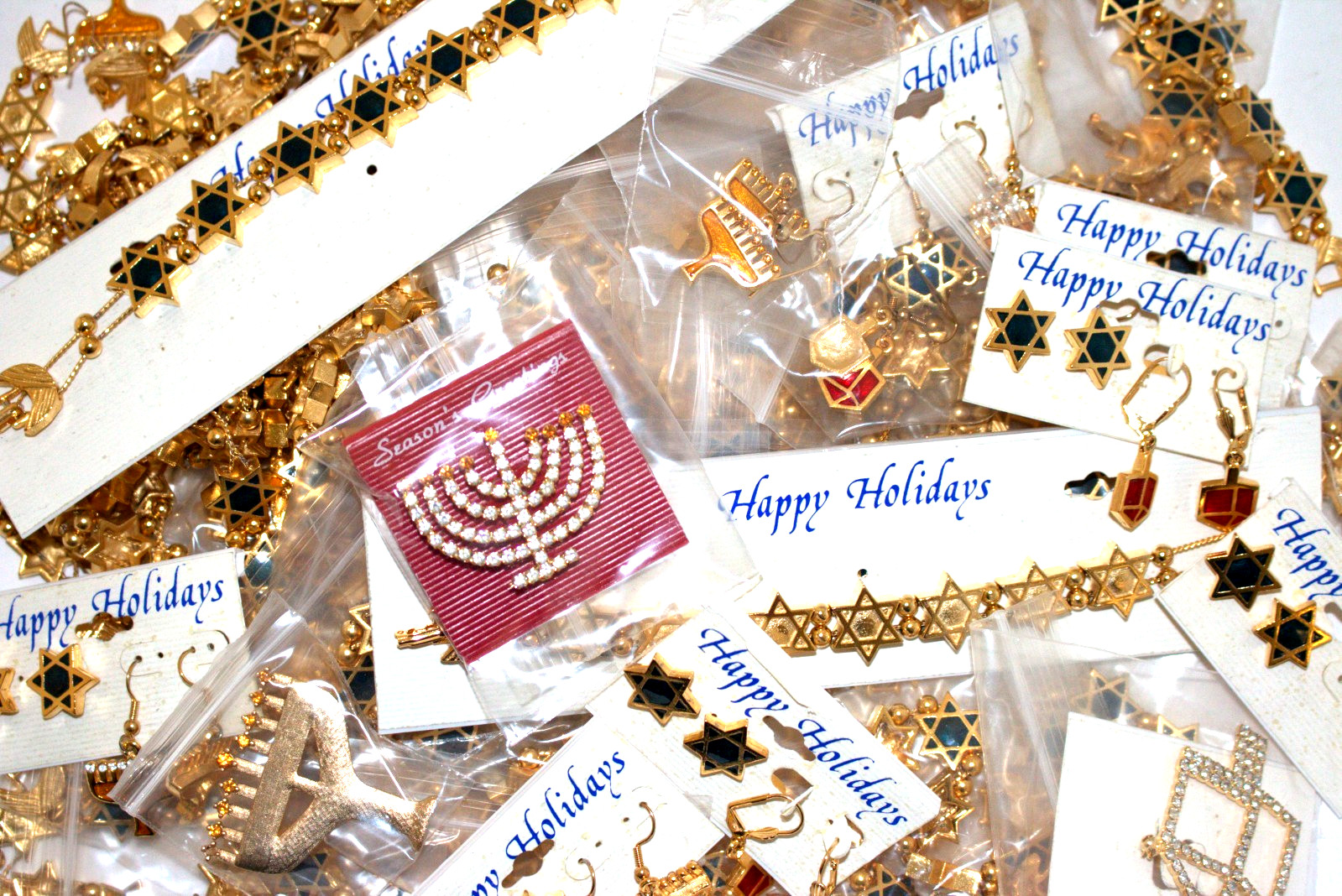 HUGE Lot Judaica Jewish Jewelry Wear Design Bracelet Brooch Earring 4 Lbs +