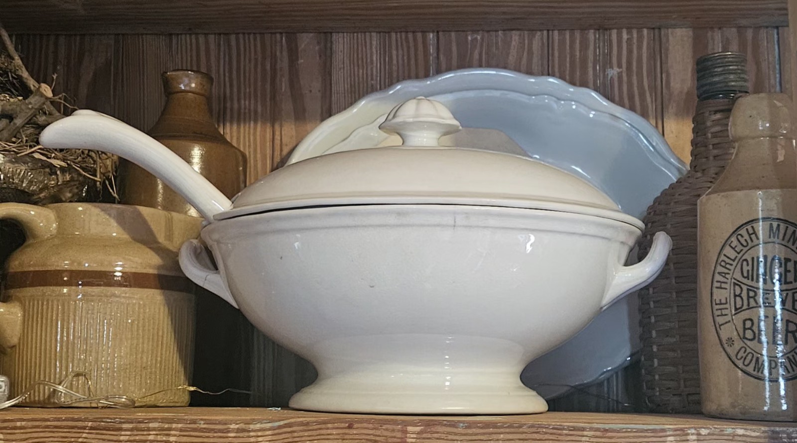 19th Century Ironstone Soup Tureen w/ Lid & Ladle Ott and Brewer Etruria Works 