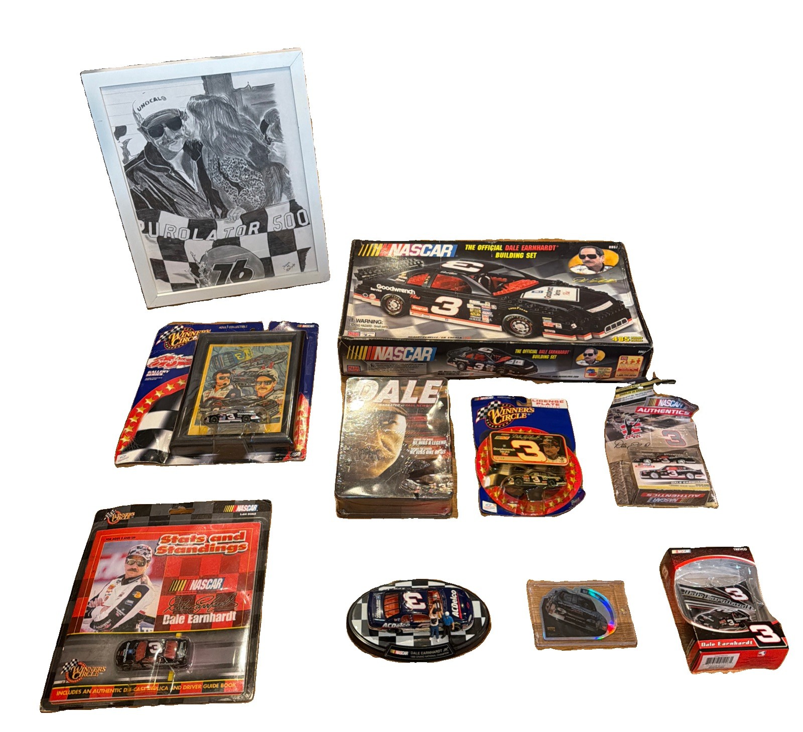 Dale Earnhardt Sr #3 NASCAR Memorabilia MegaBlocks Framed Art Plaque Diecast Lot