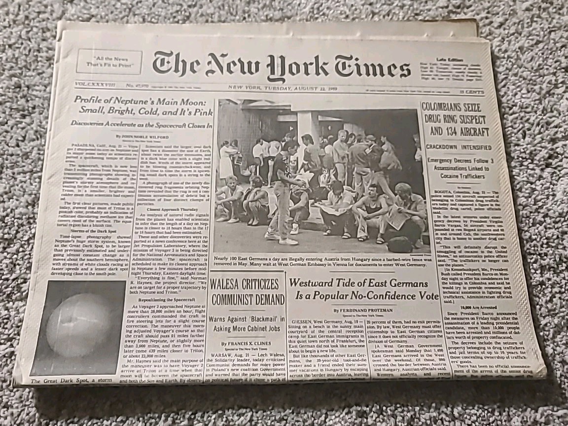New York Times – August 22, 1989 – Late Edition – Vintage NYC Newspaper