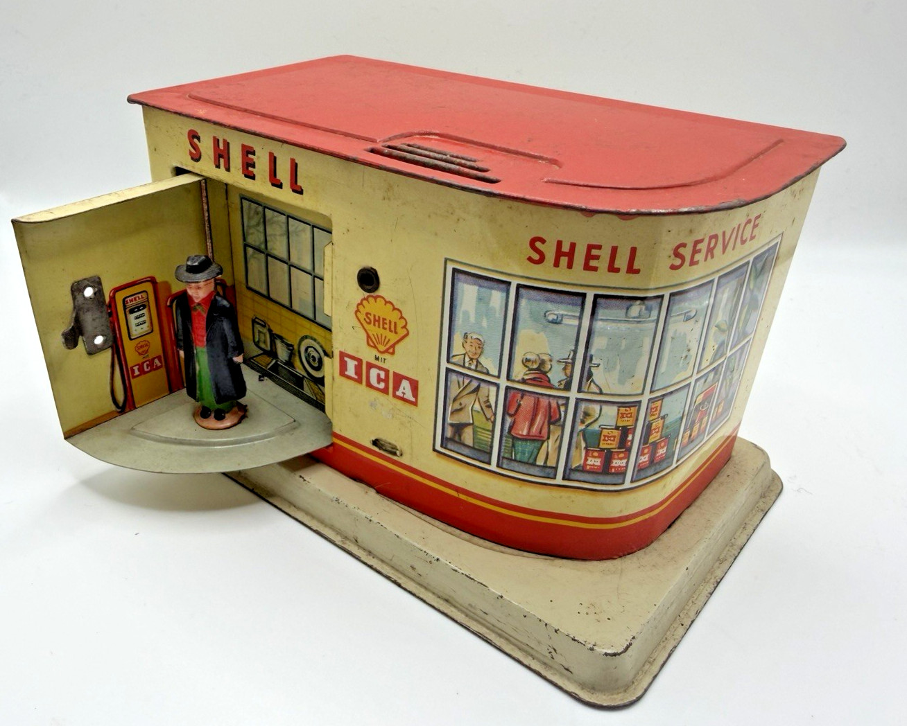 Michael Seidel MS 4014 Shell ICA Tin Litho Bank Service Gas Oil Station Germany
