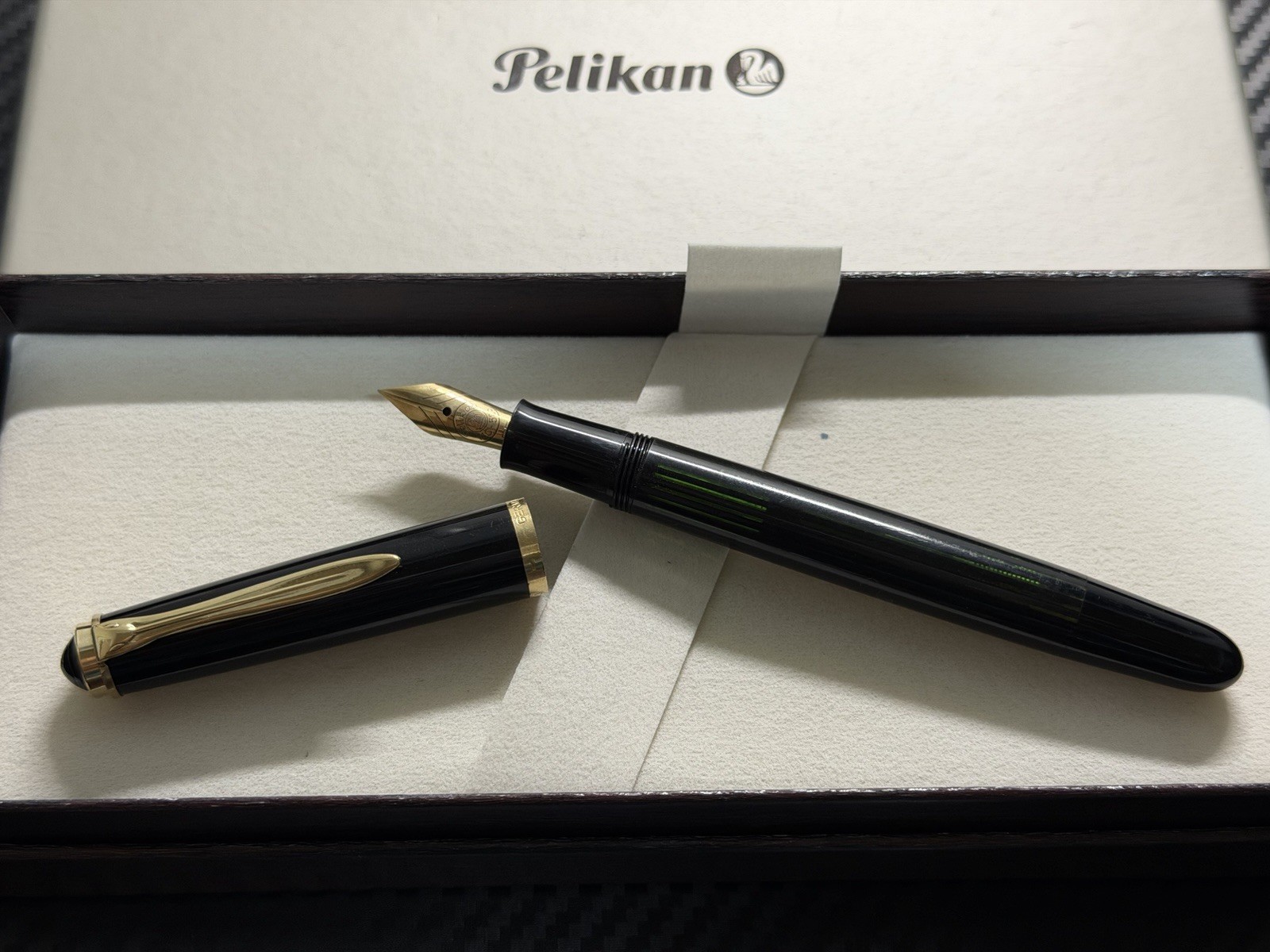 Pelikan 400NN M&K Black Striped EF Fountain Pen Very Good Condition