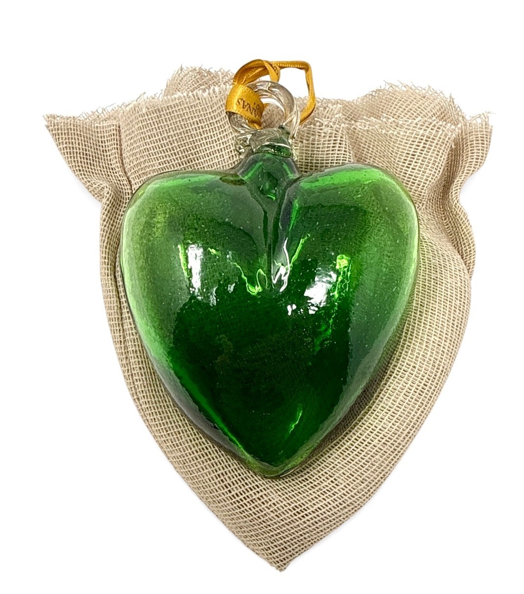 Small Handblown Mexican glass heart - green
